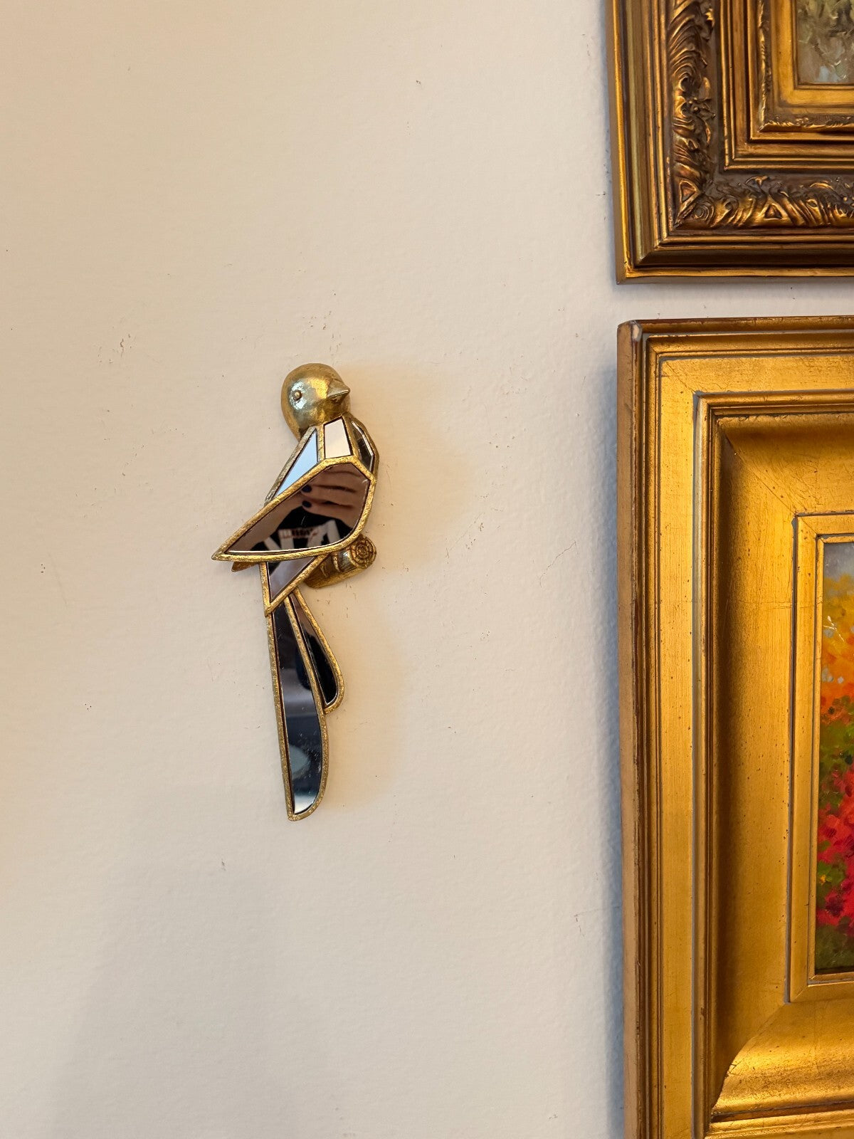 Elegant Golden-Tone Sparrow Wall Decor, 11x4 Inches - Resin Crafted with Reflect