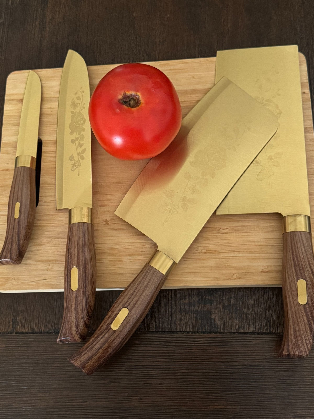 Luxury Set Gold Floral Knifes  6-Piece