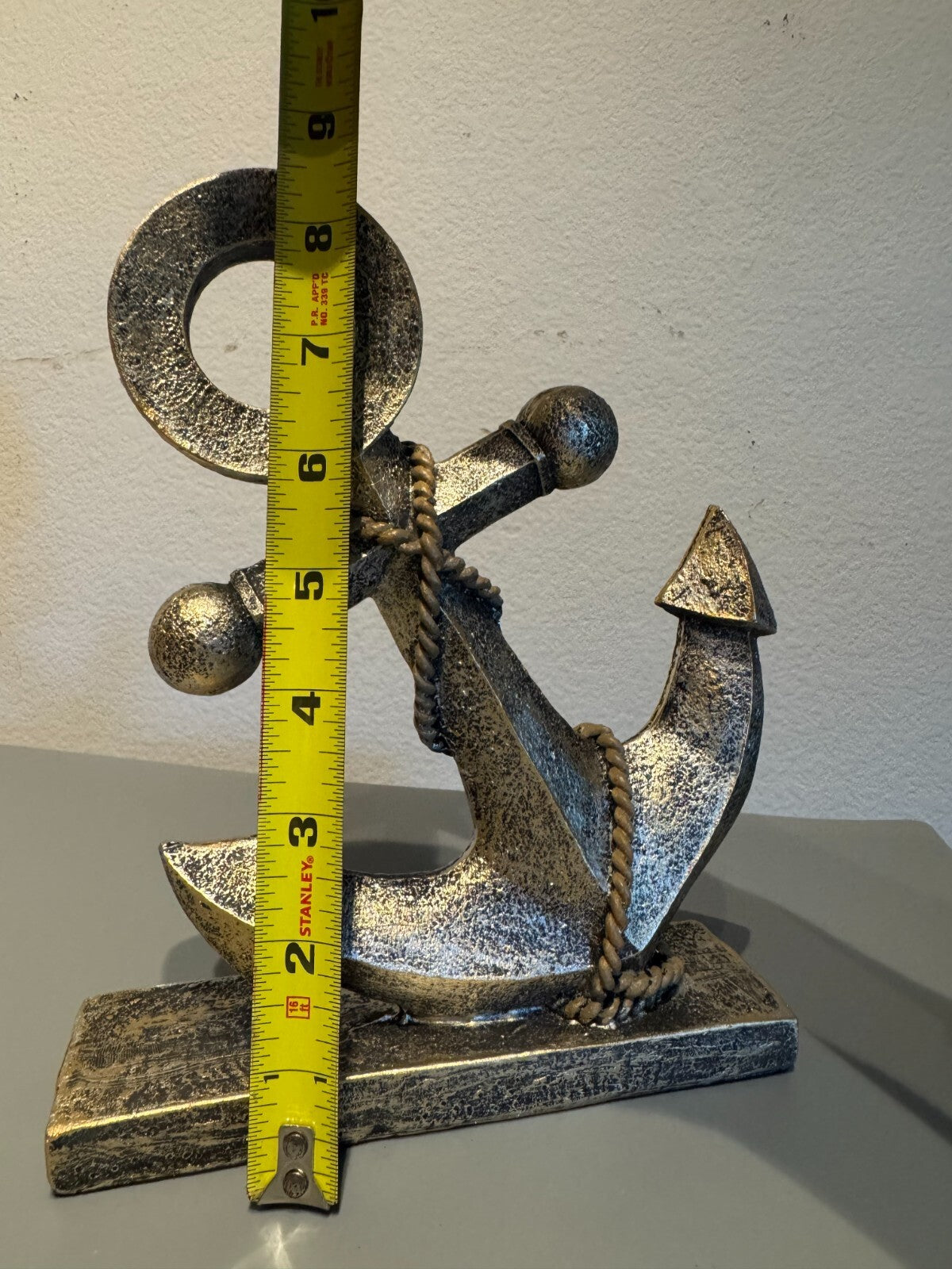 Nautical Anchor Resin Statue with Rope Accents – Coastal Home Décor