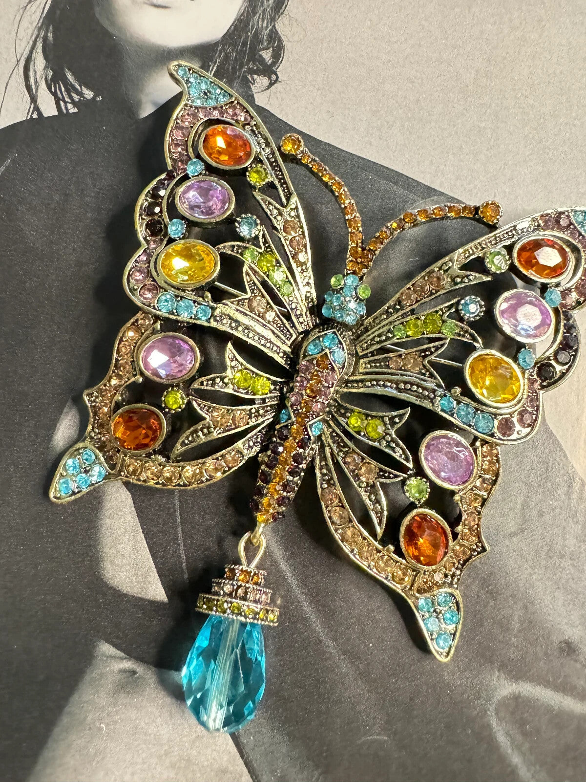 Rhinestone Butterfly Brooch Women Unisex Pin Party Casual