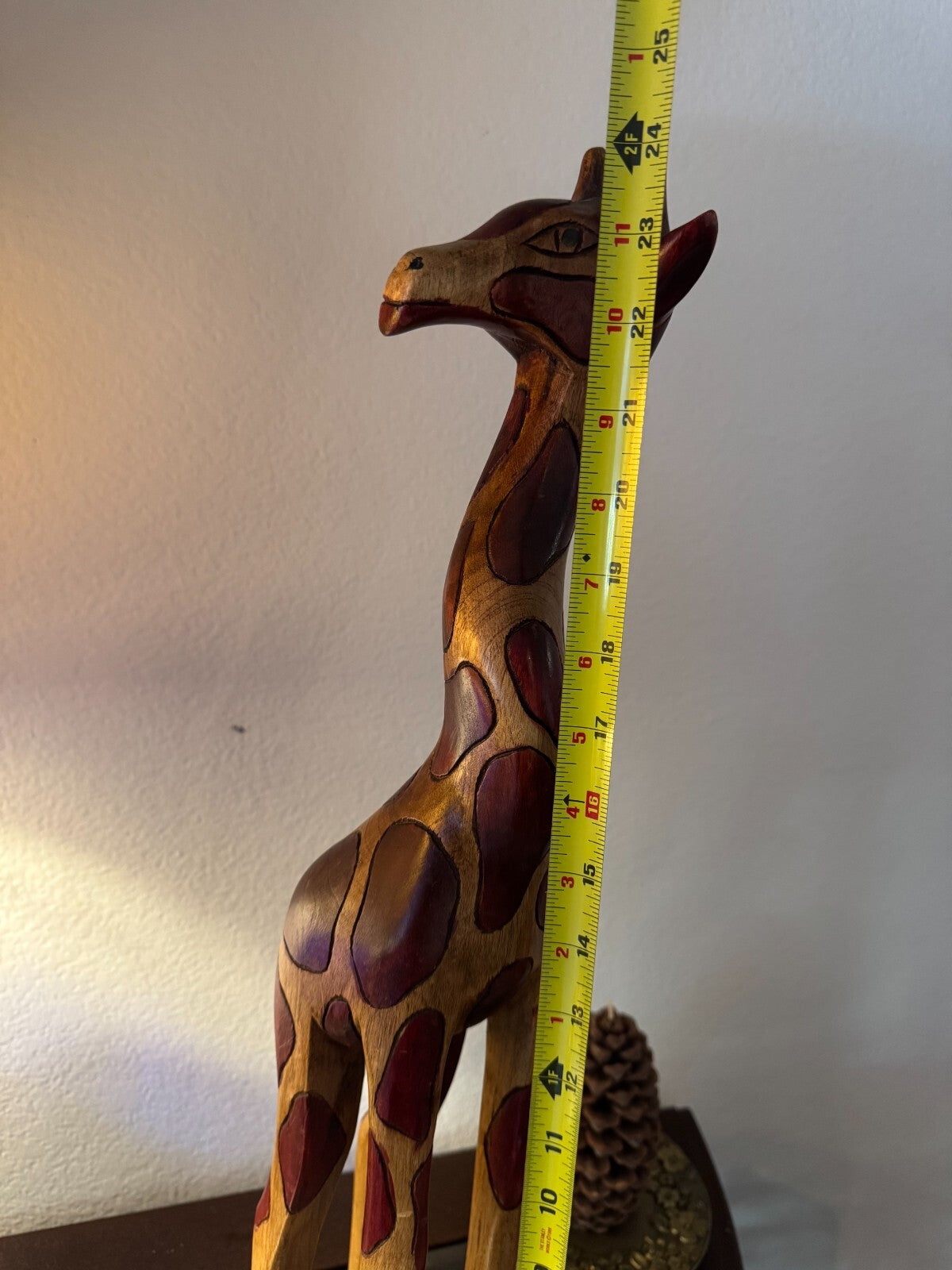 Hand-Carved Wooden Giraffe Sculpture  22 inchesTall African Tribal Art Decor,