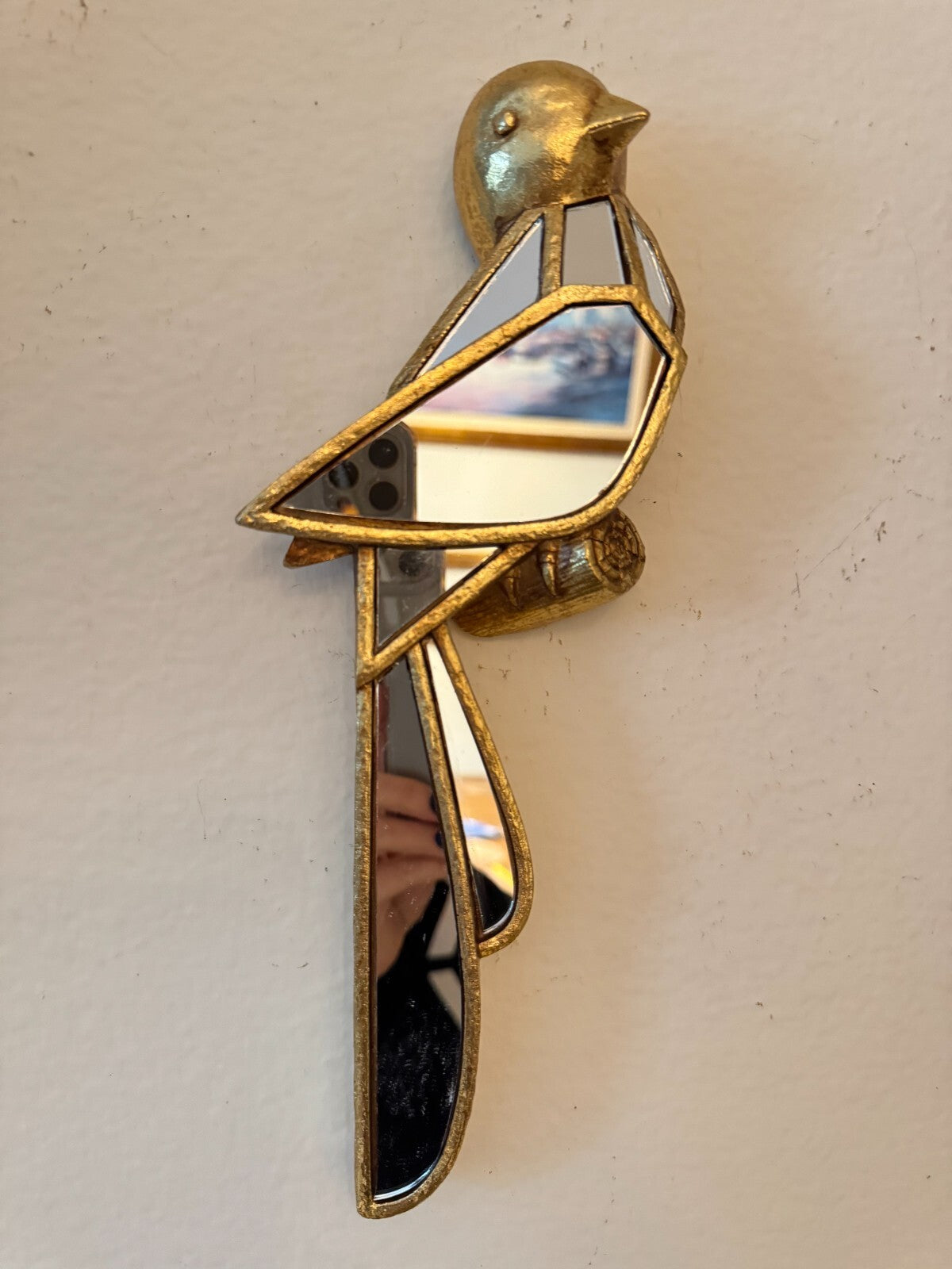Elegant Golden-Tone Sparrow Wall Decor, 11x4 Inches - Resin Crafted with Reflect