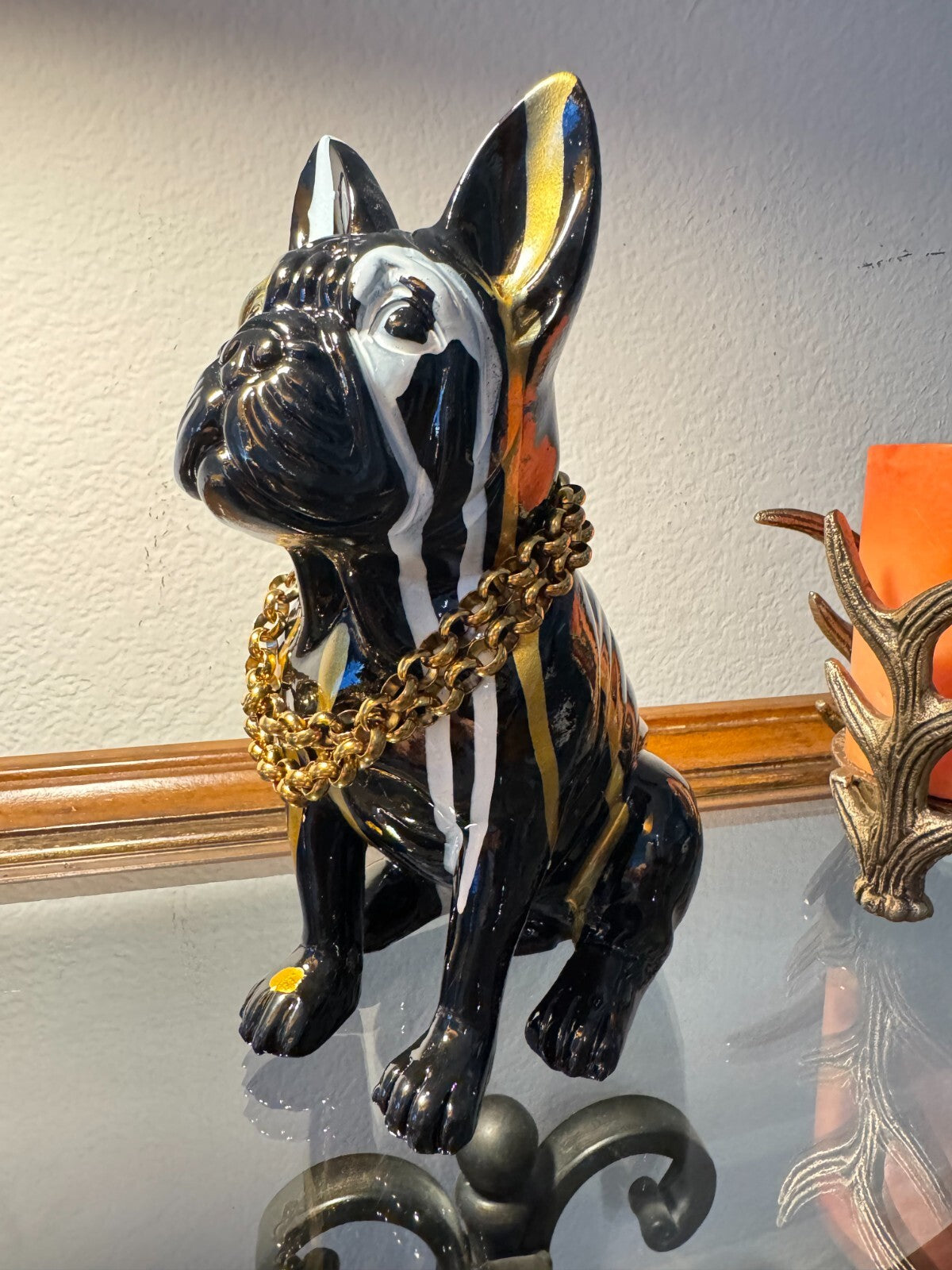 Elegant French Bulldog Resin Decorative Statue - Art Deco Style  Perfect for Off