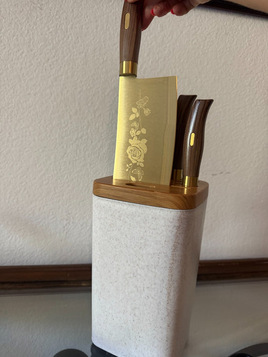 Luxury Set Gold Floral Knifes  6-Piece