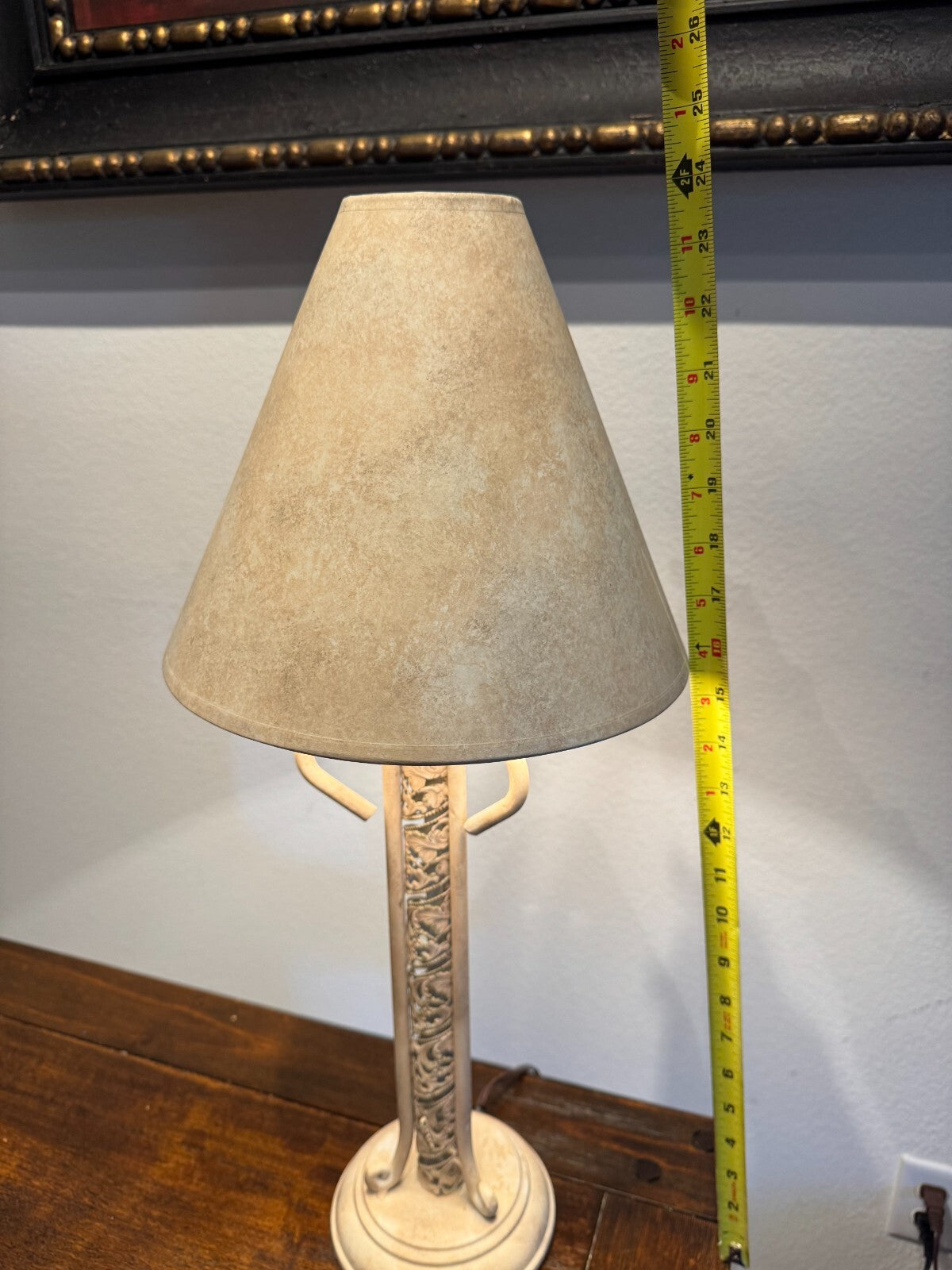 Vintage Beige Ornate Table Lamp with Textured Shade - Elegant Design
