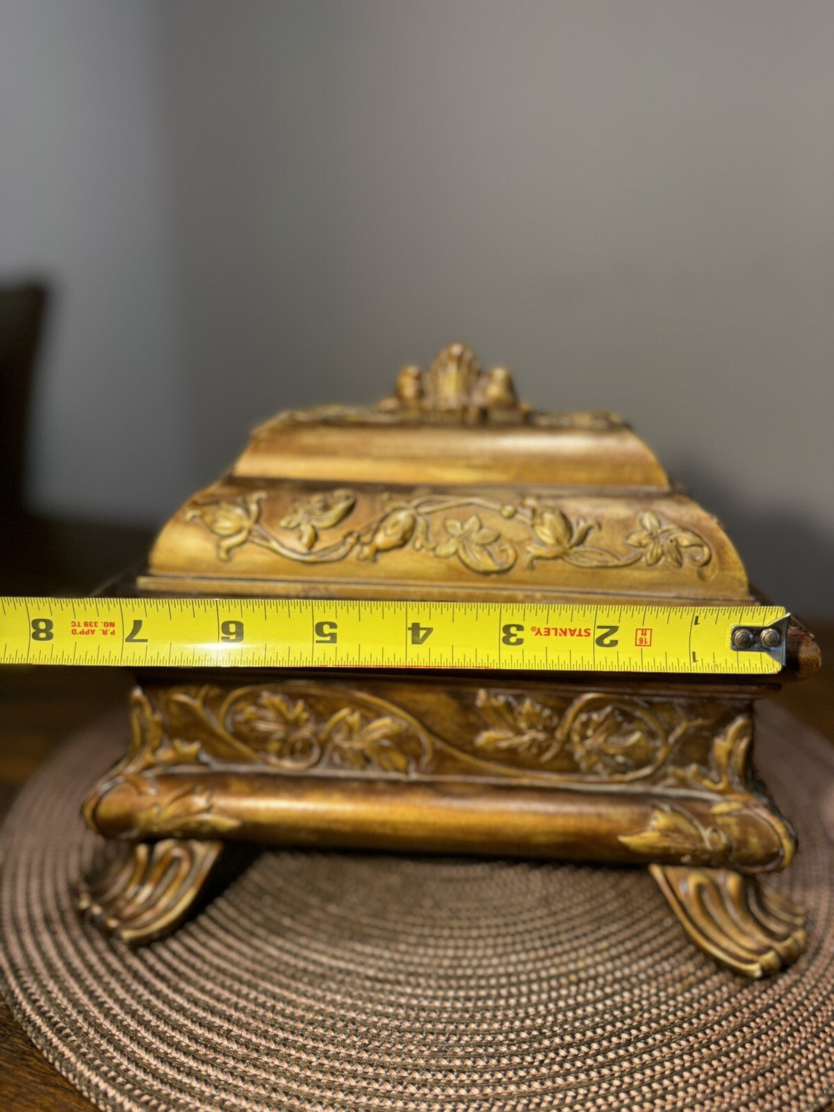 Vintage Handcrafted Jewelry Box Antic Style Design Stone
