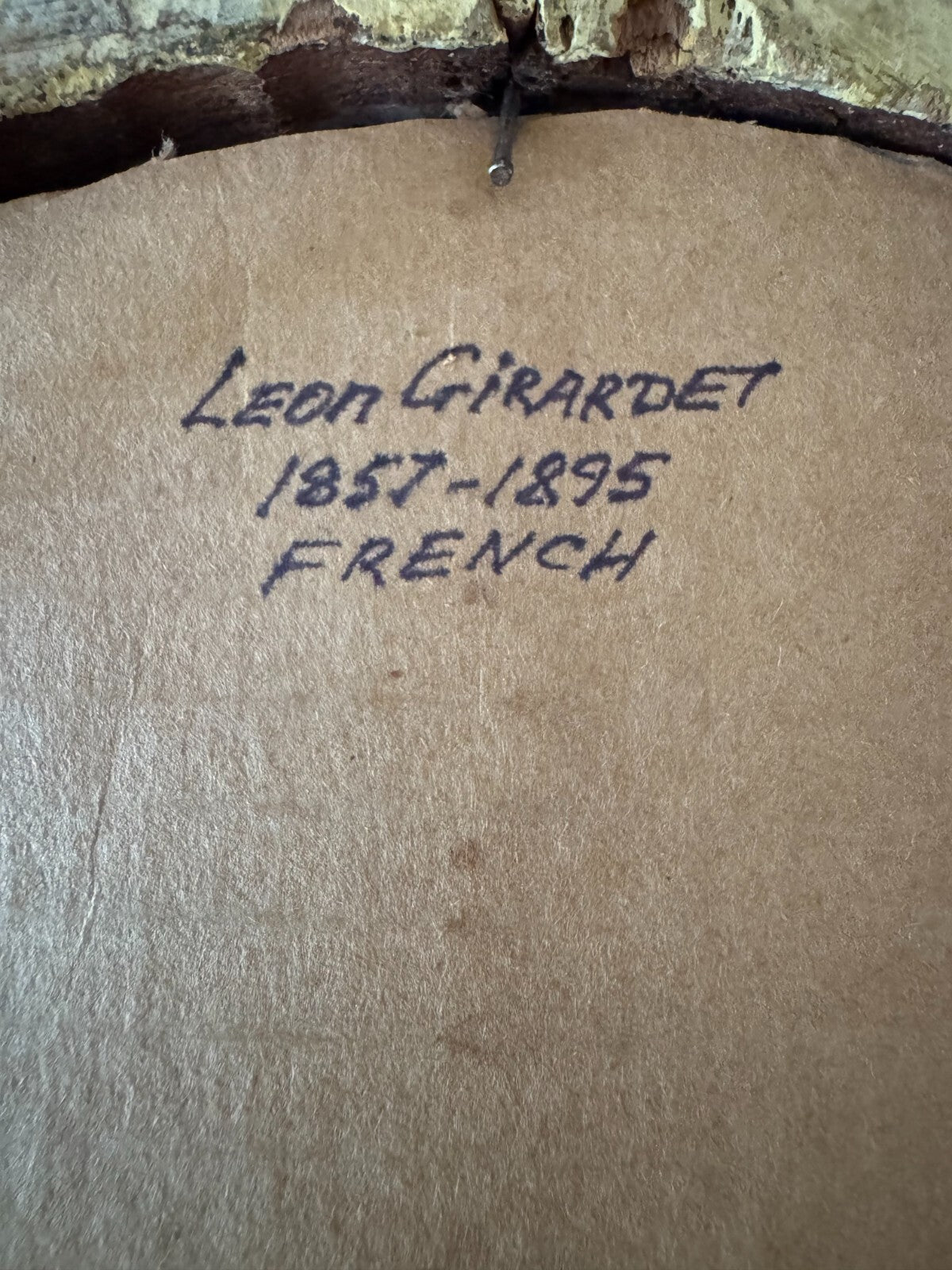 Antique French Portrait Canvas by Léon Girardet in Ornate Gilt Frame, 19th Centu