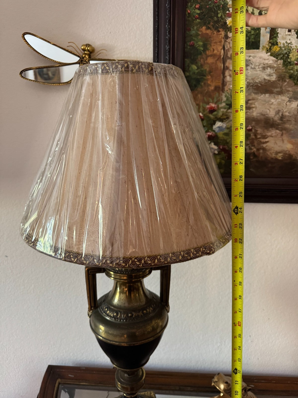 Vintage Neoclassical Style Urn Table Lamp with Brass & Black Finish – 33” Tall