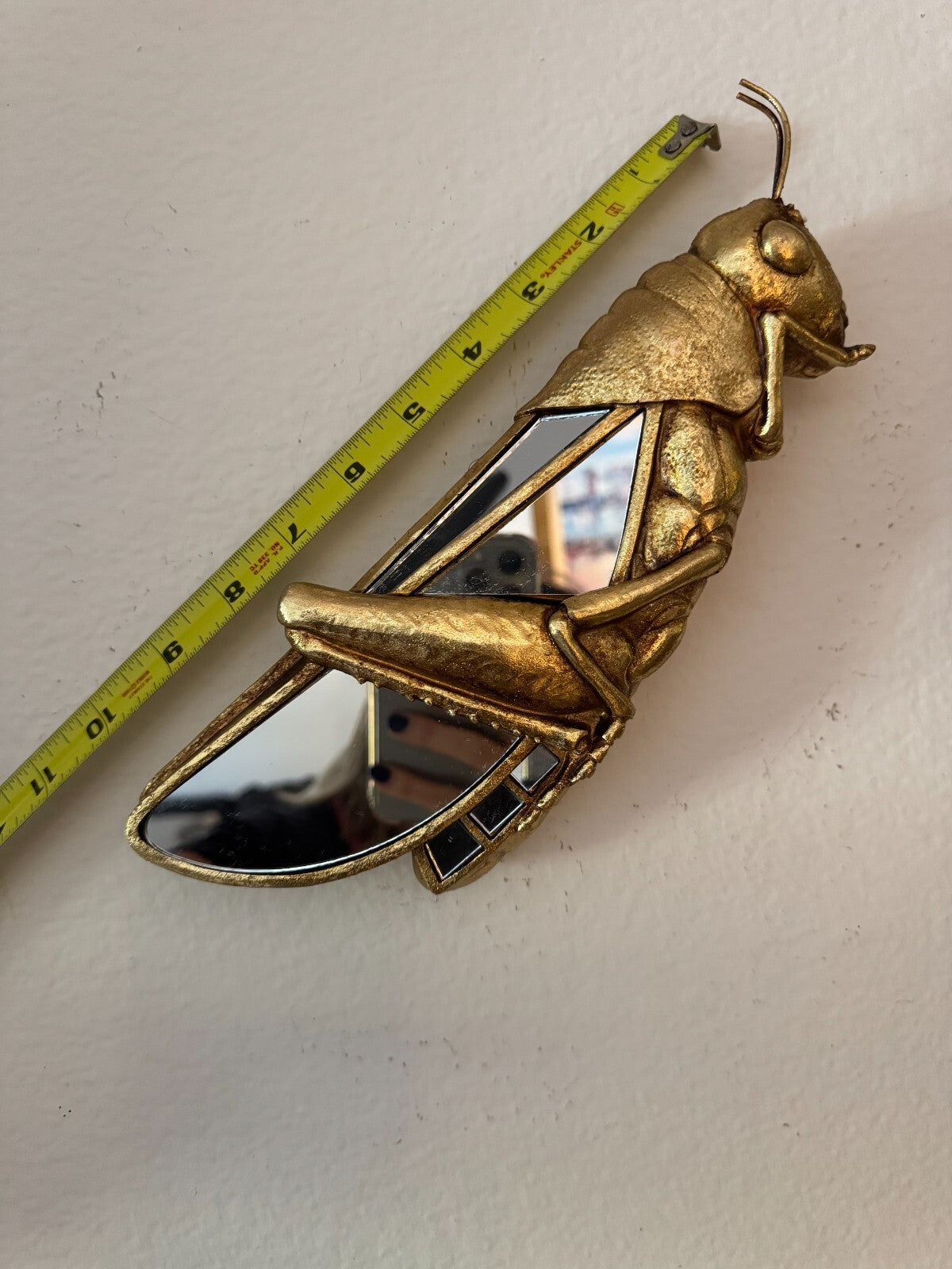 Resin Gold-Plated Grasshopper Mirror Wall Art - Unique Decorative Hanging