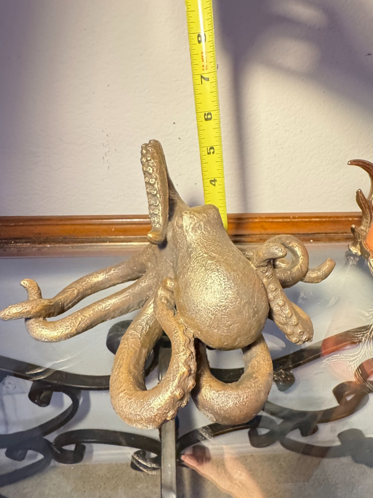 Bronze Finish Resin Octopus Figurine – 7” Nautical Coastal Decor Statue