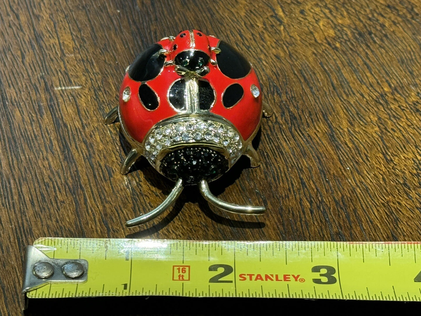 Elegant Ladybug Jewelry Box Sparkling Rhinestones Hidden Compartment Gift Decor