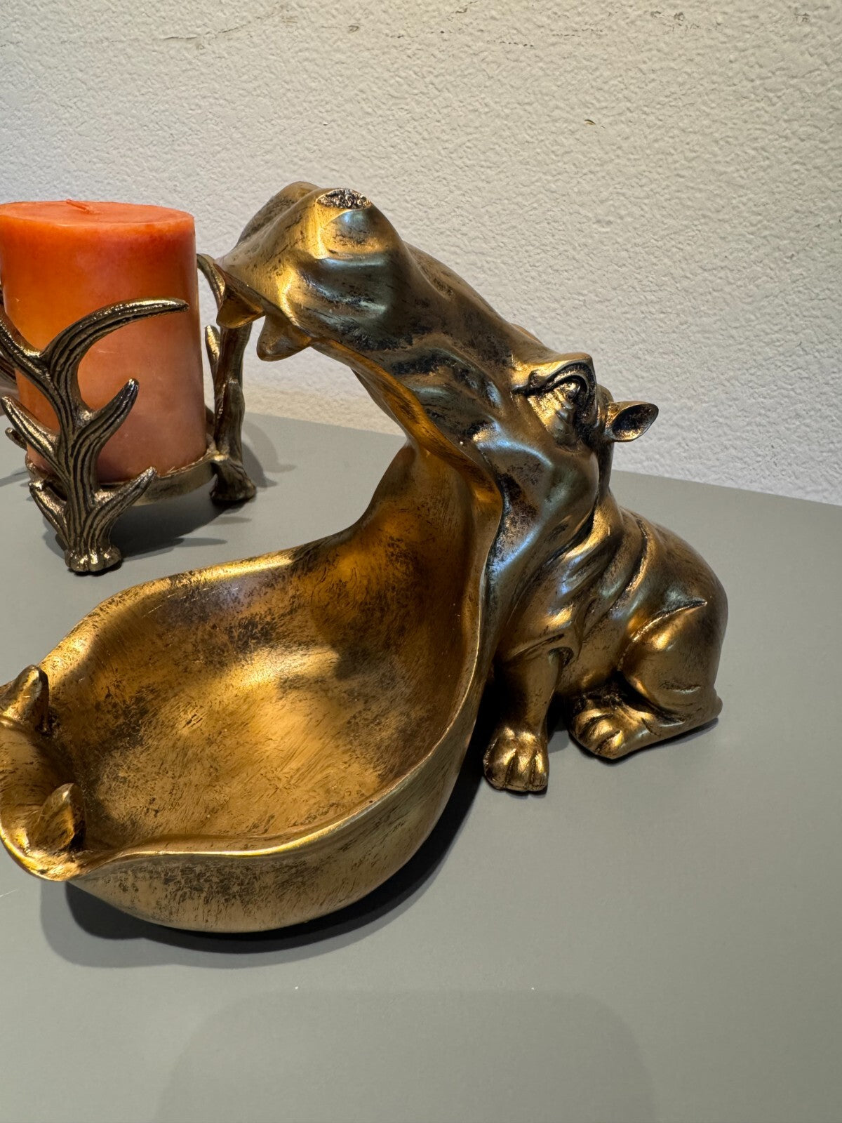 Golden  Hippo Decorative Storage Tray - Stylish Home Decor Accessory for Key