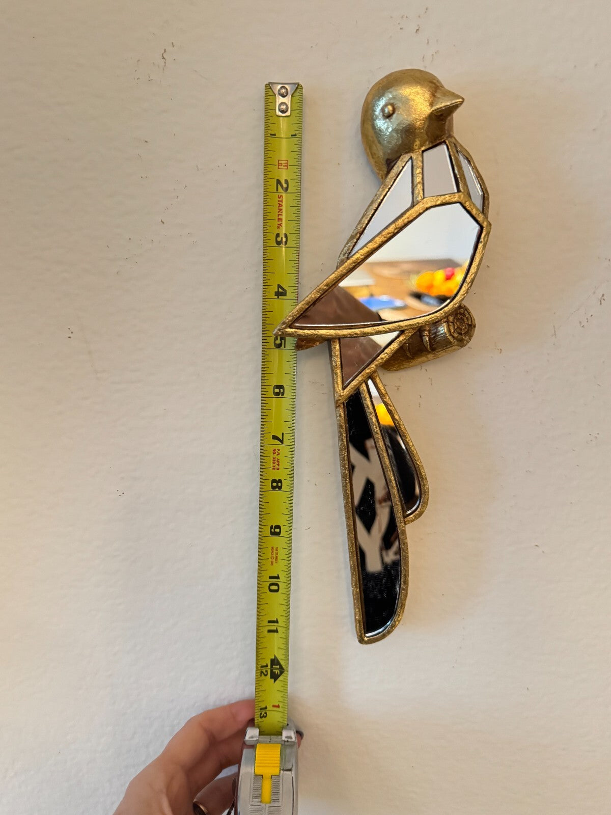 Elegant Golden-Tone Sparrow Wall Decor, 11x4 Inches - Resin Crafted with Reflect