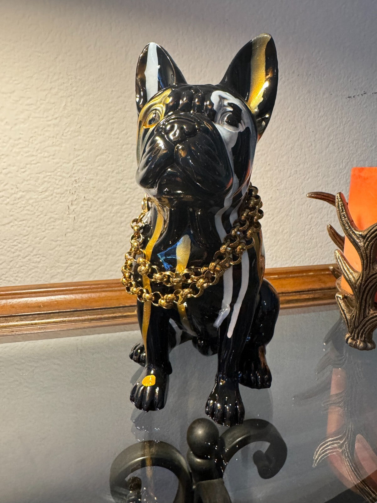 Elegant French Bulldog Resin Decorative Statue - Art Deco Style  Perfect for Off