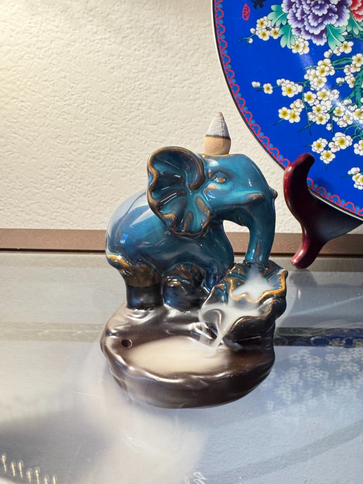 Handmade Ceramic Elephant Backflow Incense Burner Watefror Yoga And Meditation,