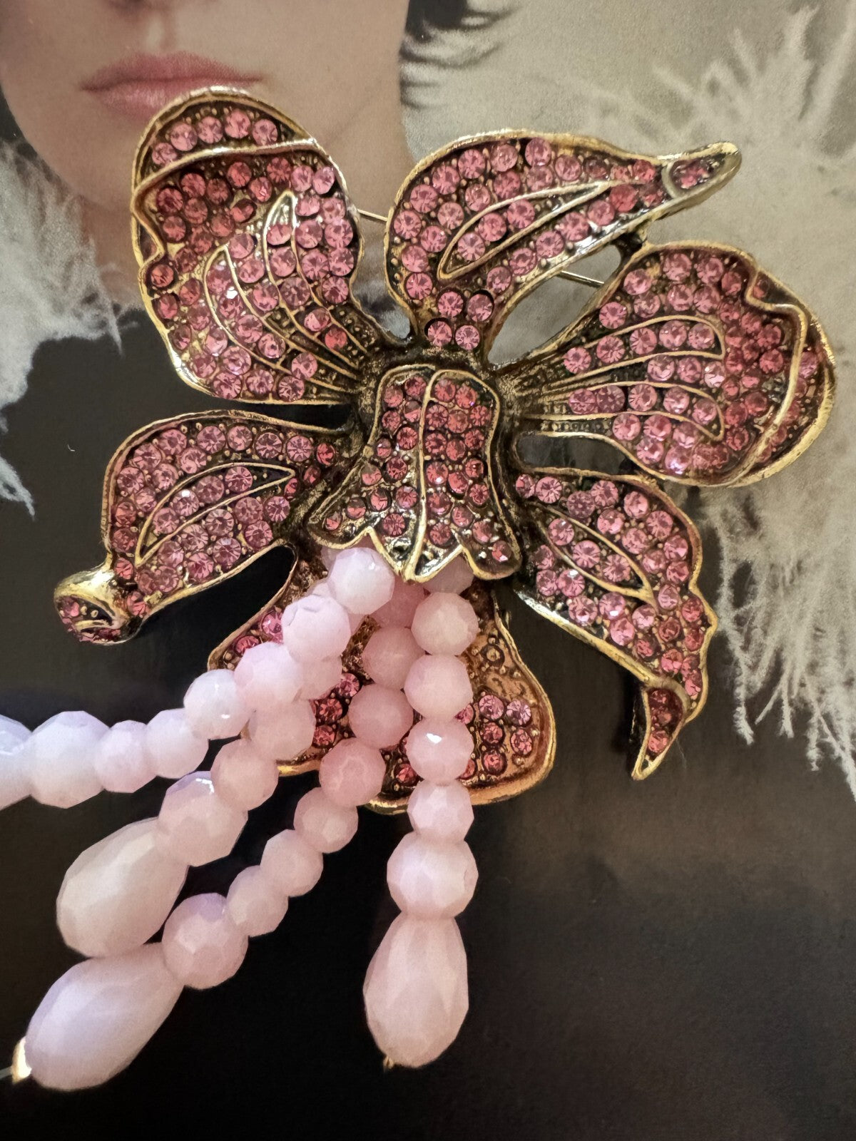 Pink  Orchid Brooch Women Unisex Vintage Pin  Gift Box Free Shipping 2-5 days