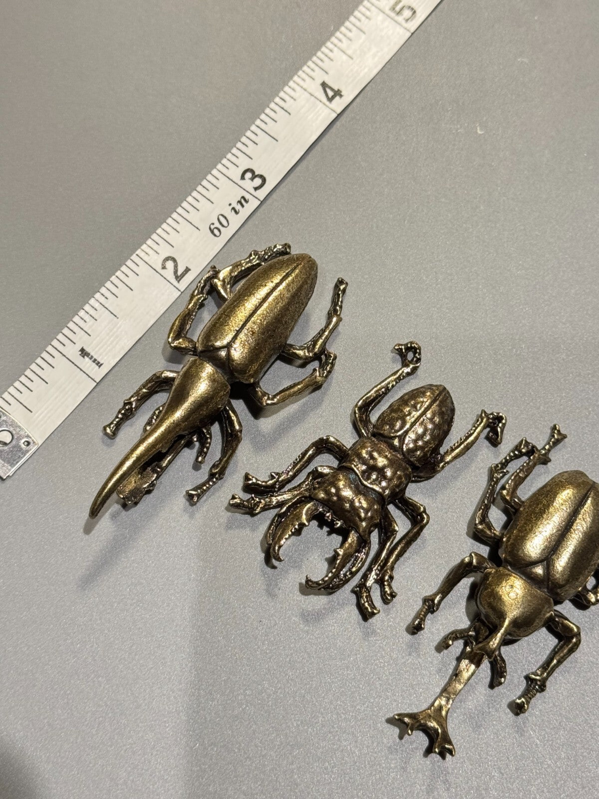 3 pcs Exquisite Brass Beetle Mini Statue. Home Decor . Gift Box Include