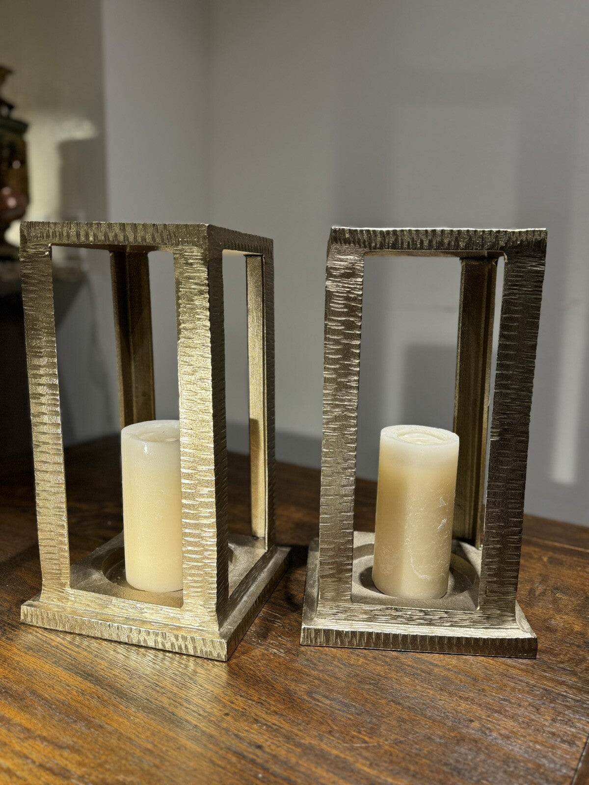 Set Of 2 Napa Shampain NAPA CHAMPAGNE GOLD ISABELLA LANTERN Candleholders