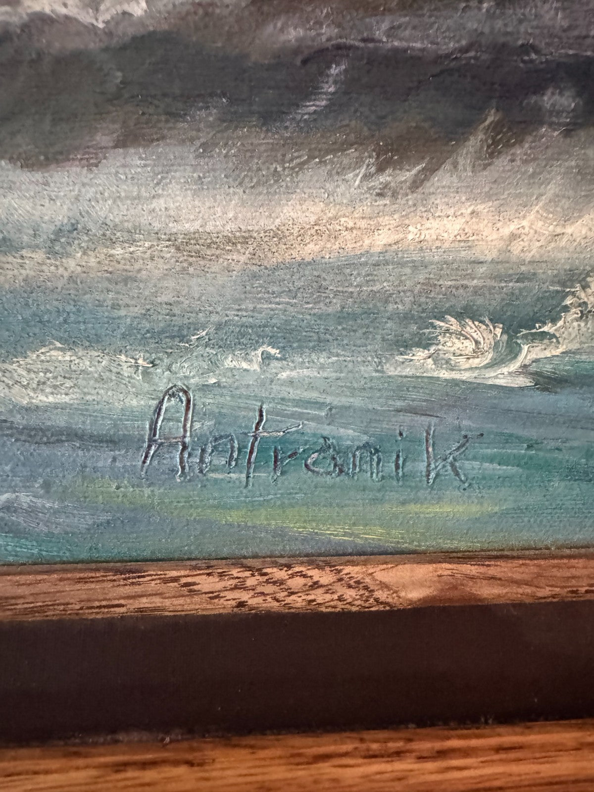 Original Seascape Oil Painting by Antranik Framed Ocean Sunset  Art 29x22