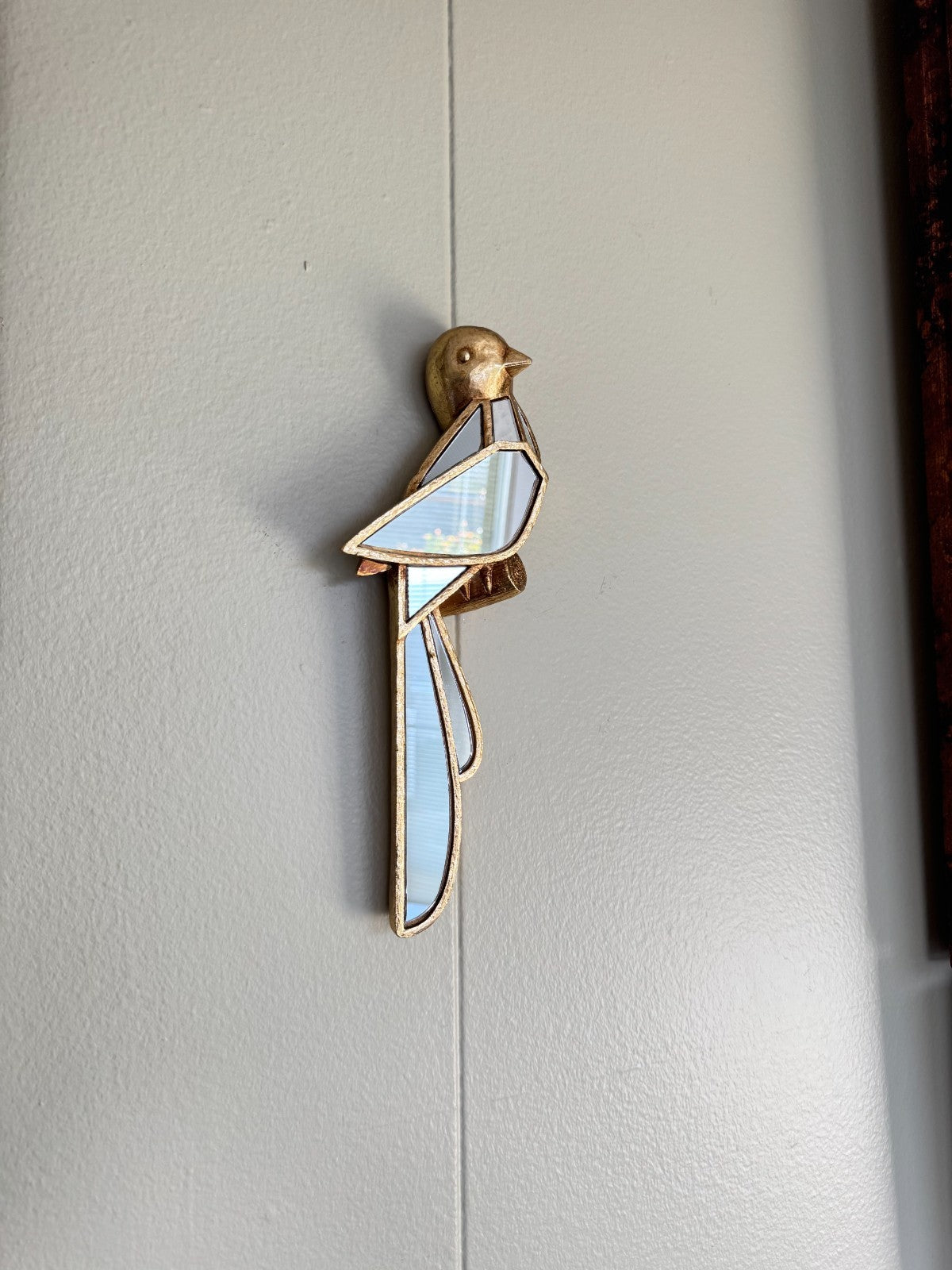 Resin Bird Art, Decorative Hanging Mirror, 11-Inch Wall Décor