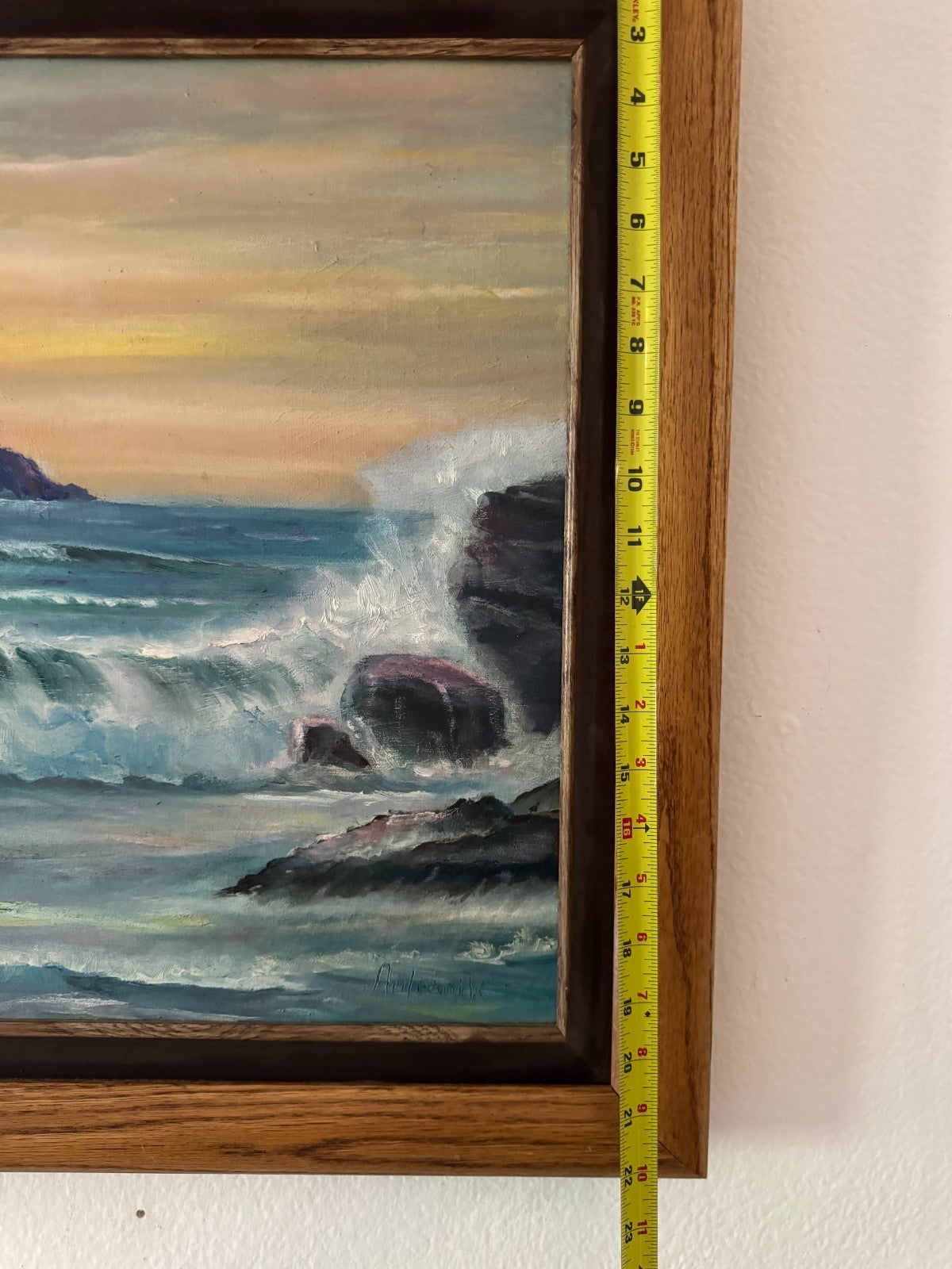 Original Seascape Oil Painting by Antranik Framed Ocean Sunset  Art 29x22