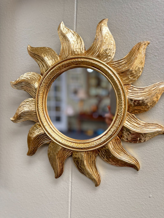 Gold Sunburst Wall Mirror Round Resin Decorative Accent 12” – Brand New