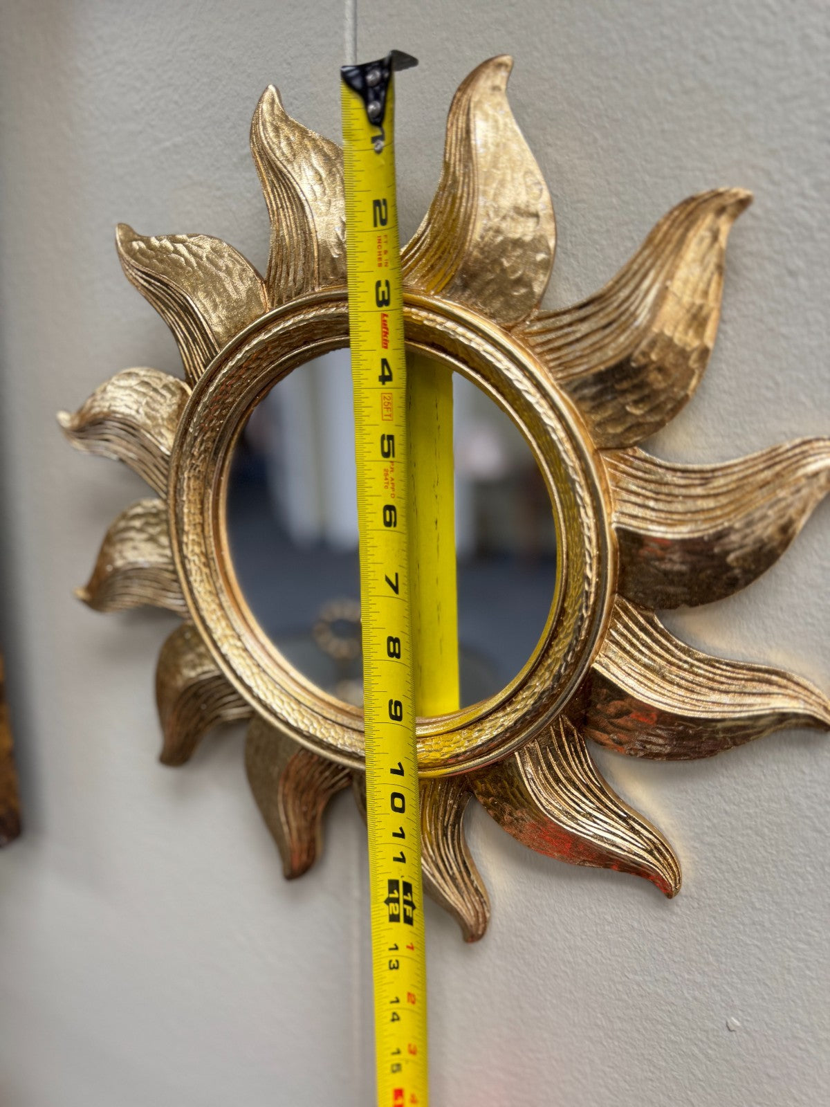Gold Sunburst Wall Mirror Round Resin Decorative Accent 12” – Brand New