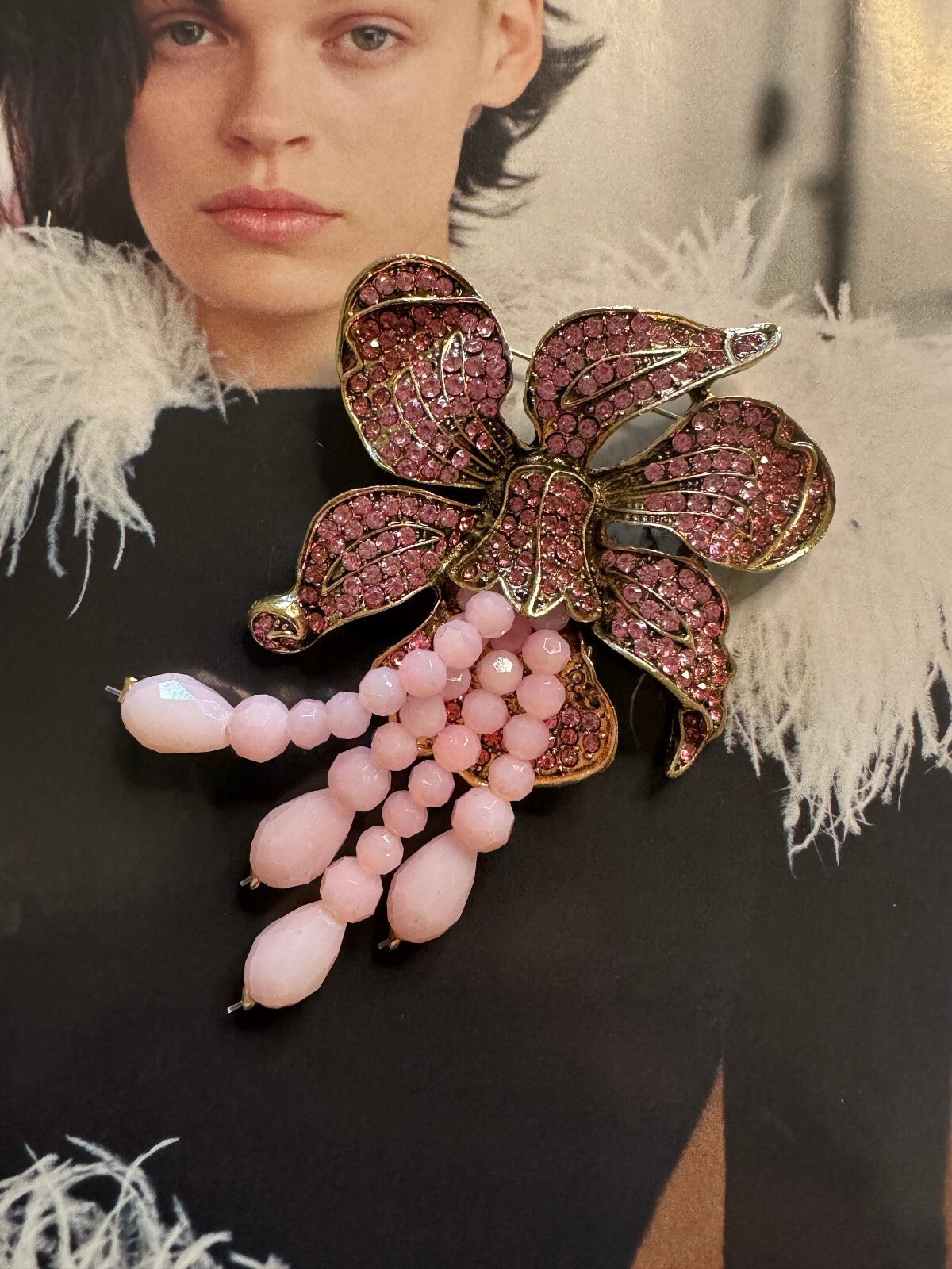 Pink  Orchid Brooch Women Unisex Vintage Pin  Gift Box Free Shipping 2-5 days