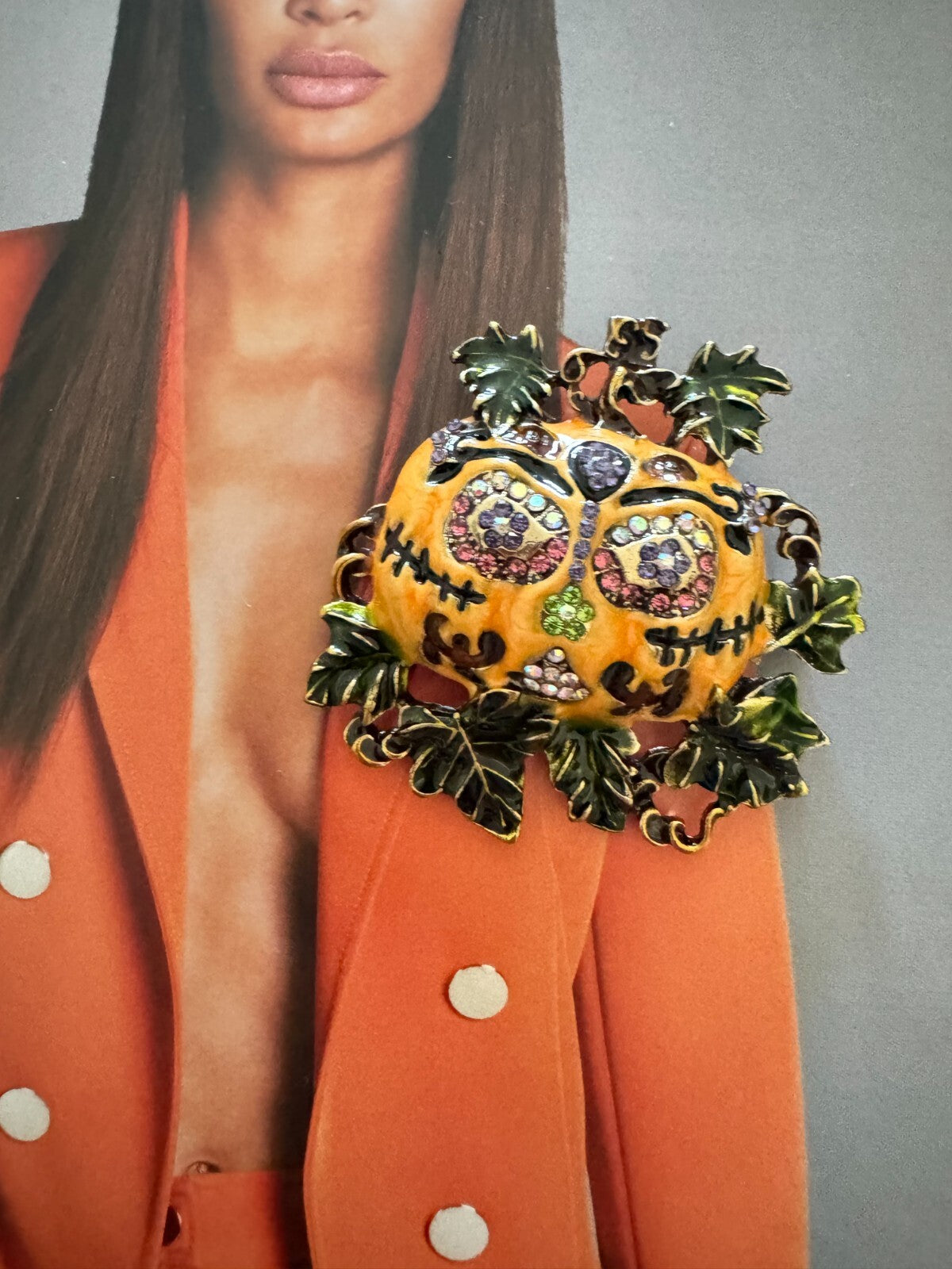 Rhinestone Pumpkin Brooch Halloween Party Pin Women Unisex Free Shipping 2-5 Day