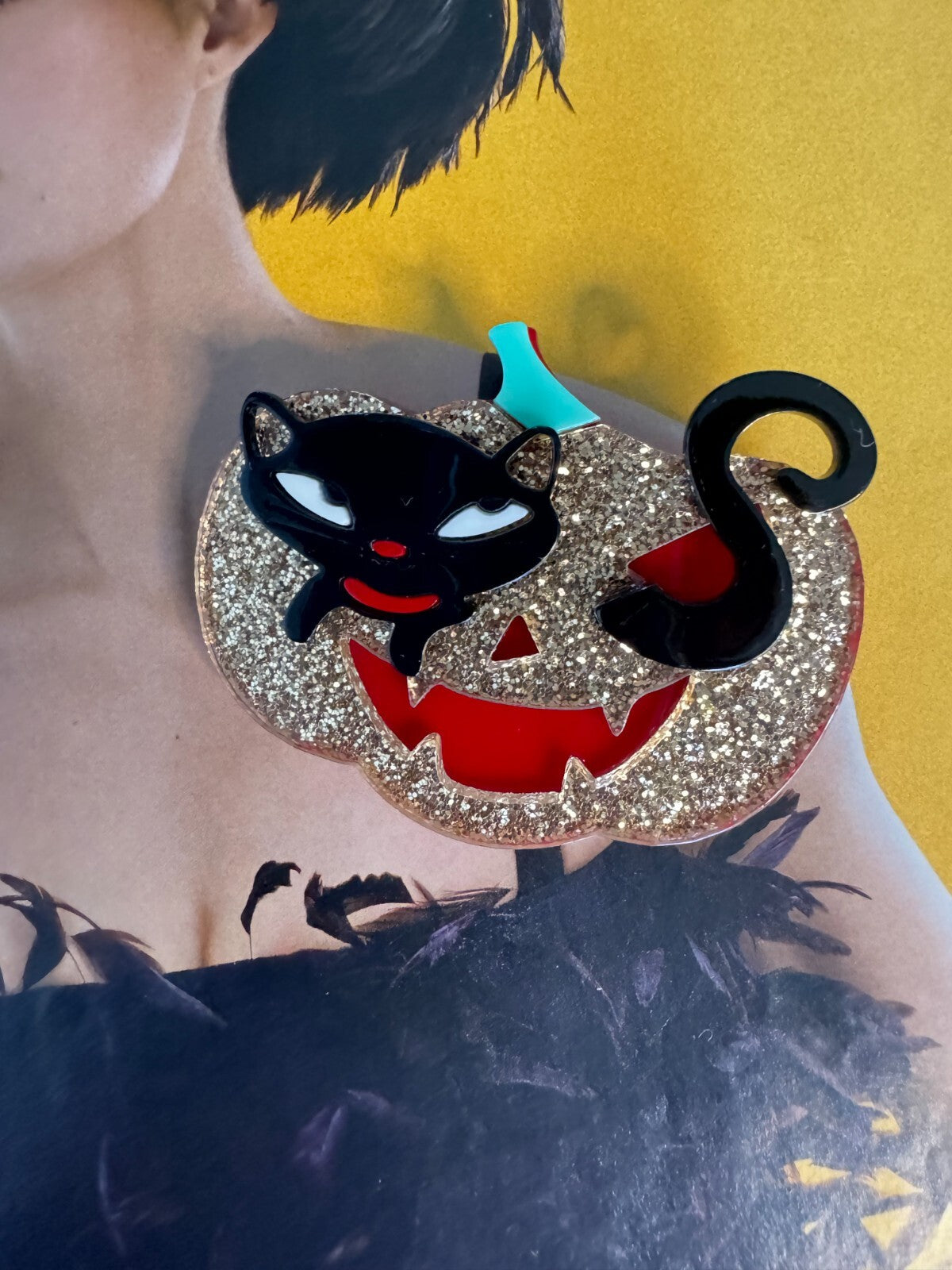 Cat Pumpkin Brooch |Halloween Party  Pin| Women Unisex| Free Shipping 2-5 Days