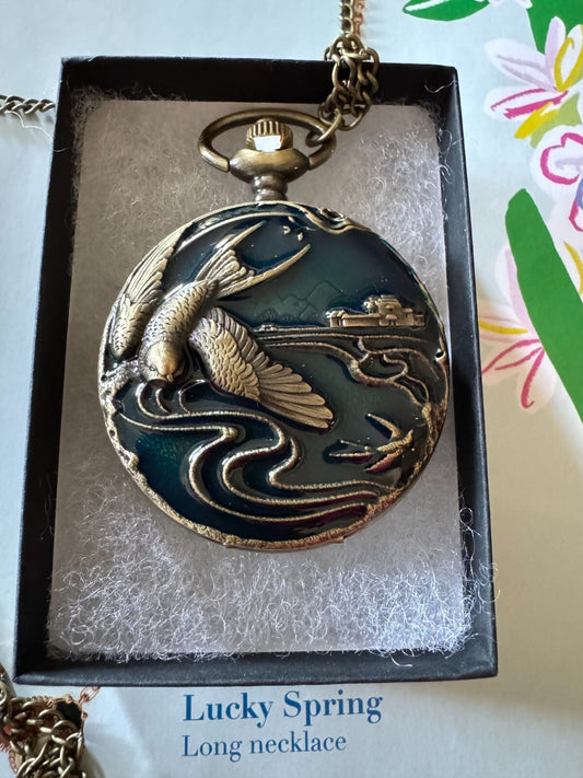 Vintage  Style Quartz Pocket Watch Necklace – Lucky Spring Design