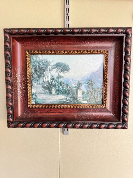 Italian Villa Terrace Landscape Print – Framed Classic 17.5x12