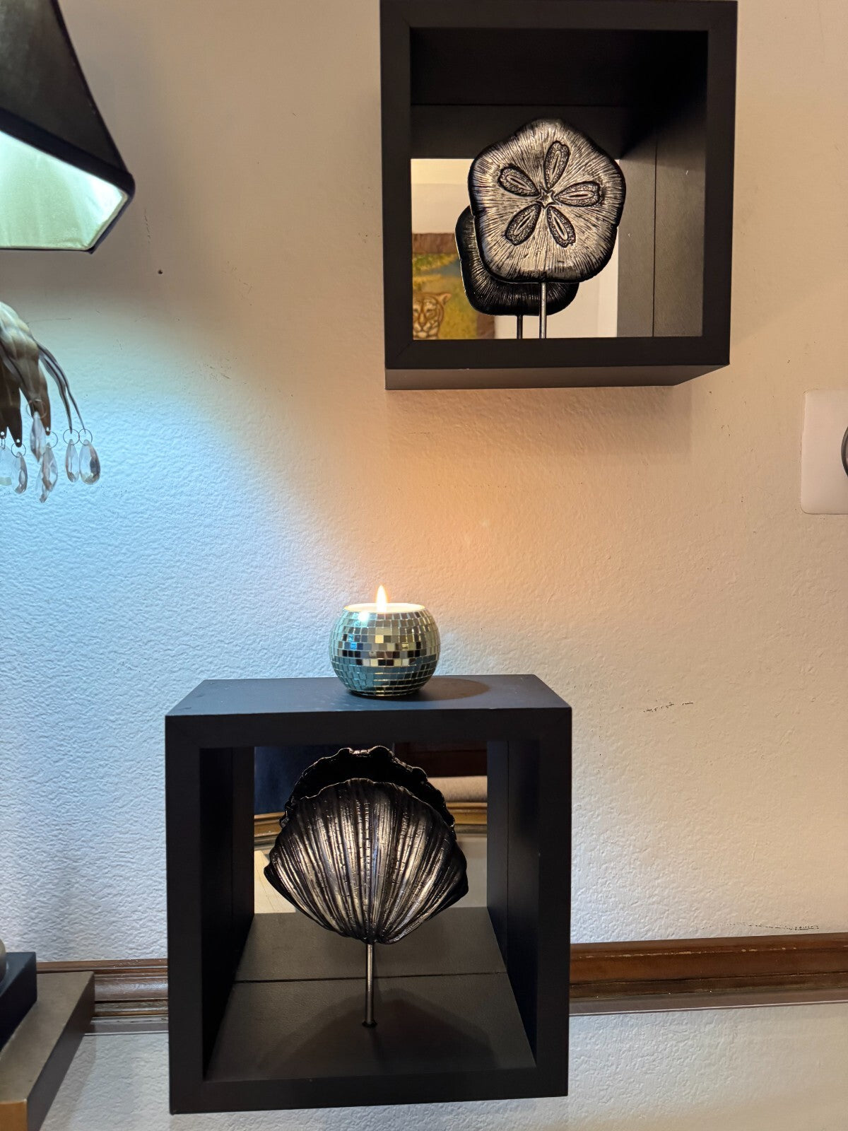Set Of 2 Metal Art Framed Shell Modern Art Original