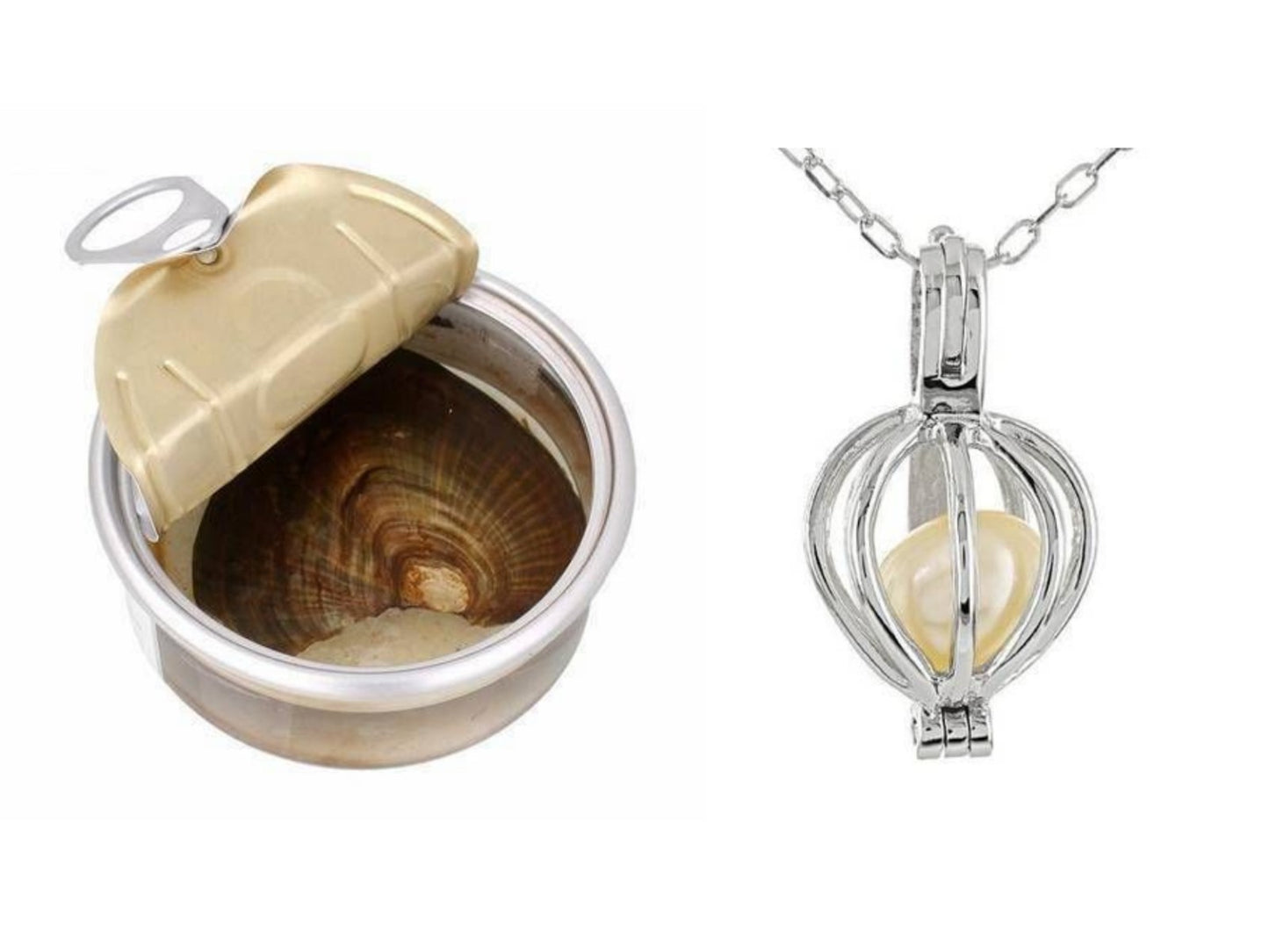 Make a Wish Pearl Necklace Gift Set – Real Oyster with Pearl & Cage Pendant,