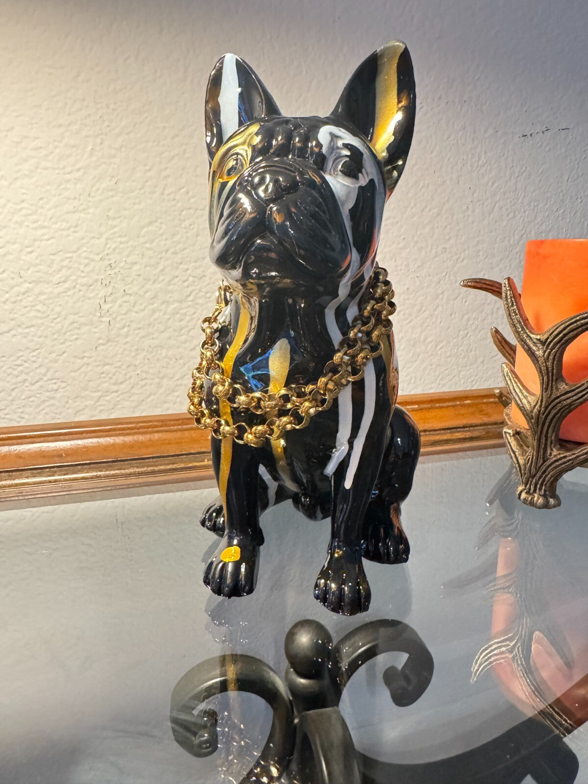 Elegant French Bulldog Resin Decorative Statue - Art Deco Style  Perfect for Off