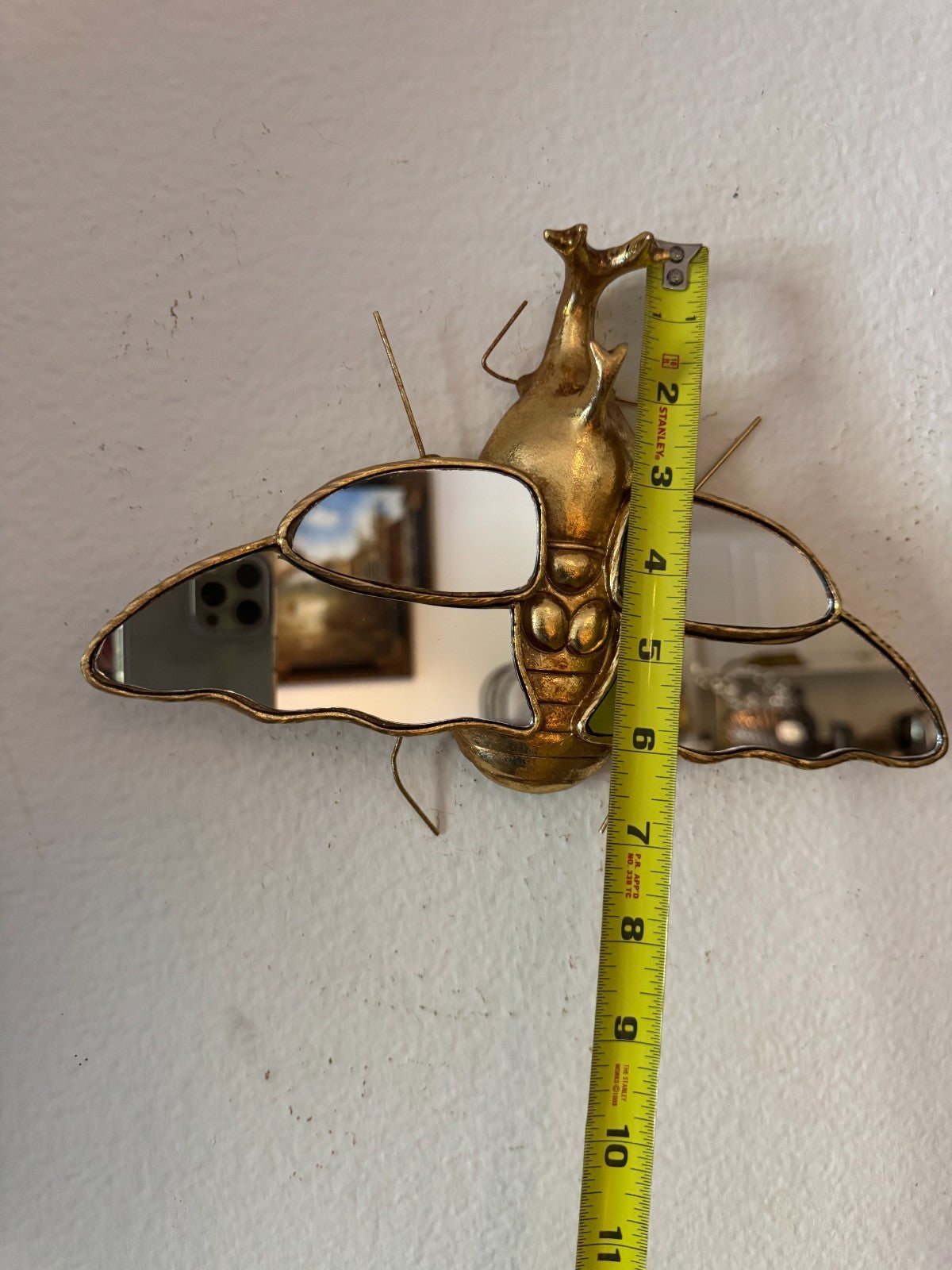 Resin Insect Wall Mirror – Beetle Bug Design with Mirrored Wings, 10”x7”,