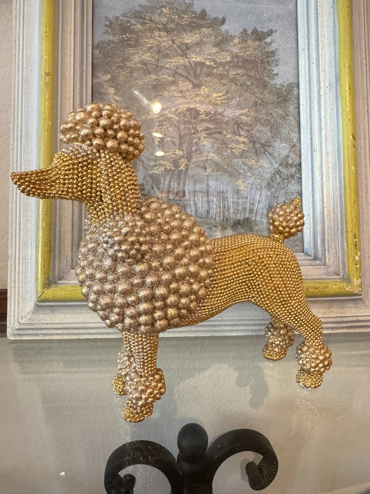Adorable Poodle Sculpture Resin And Beads, Perfect For Home Decor  And Offices.