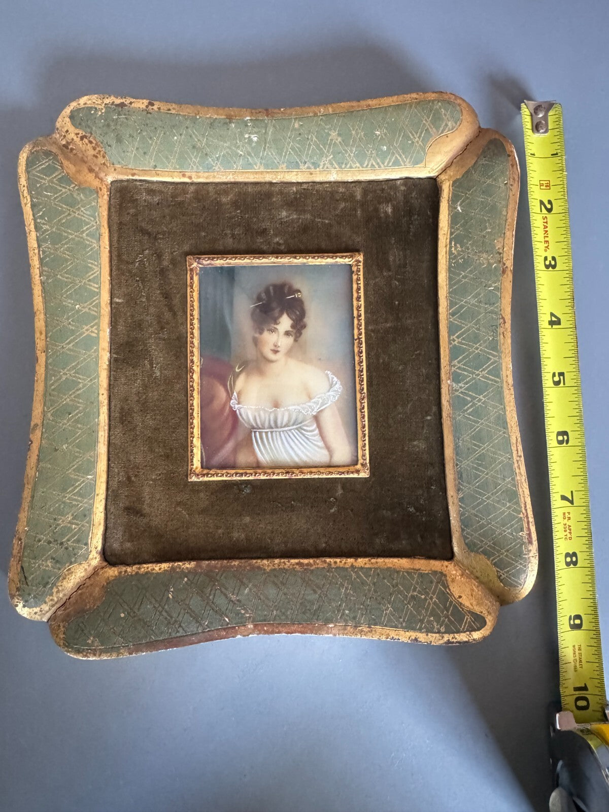 Antique Miniature Portrait Paining  Regency Lady in Ornate Frame Signed ''Heimo