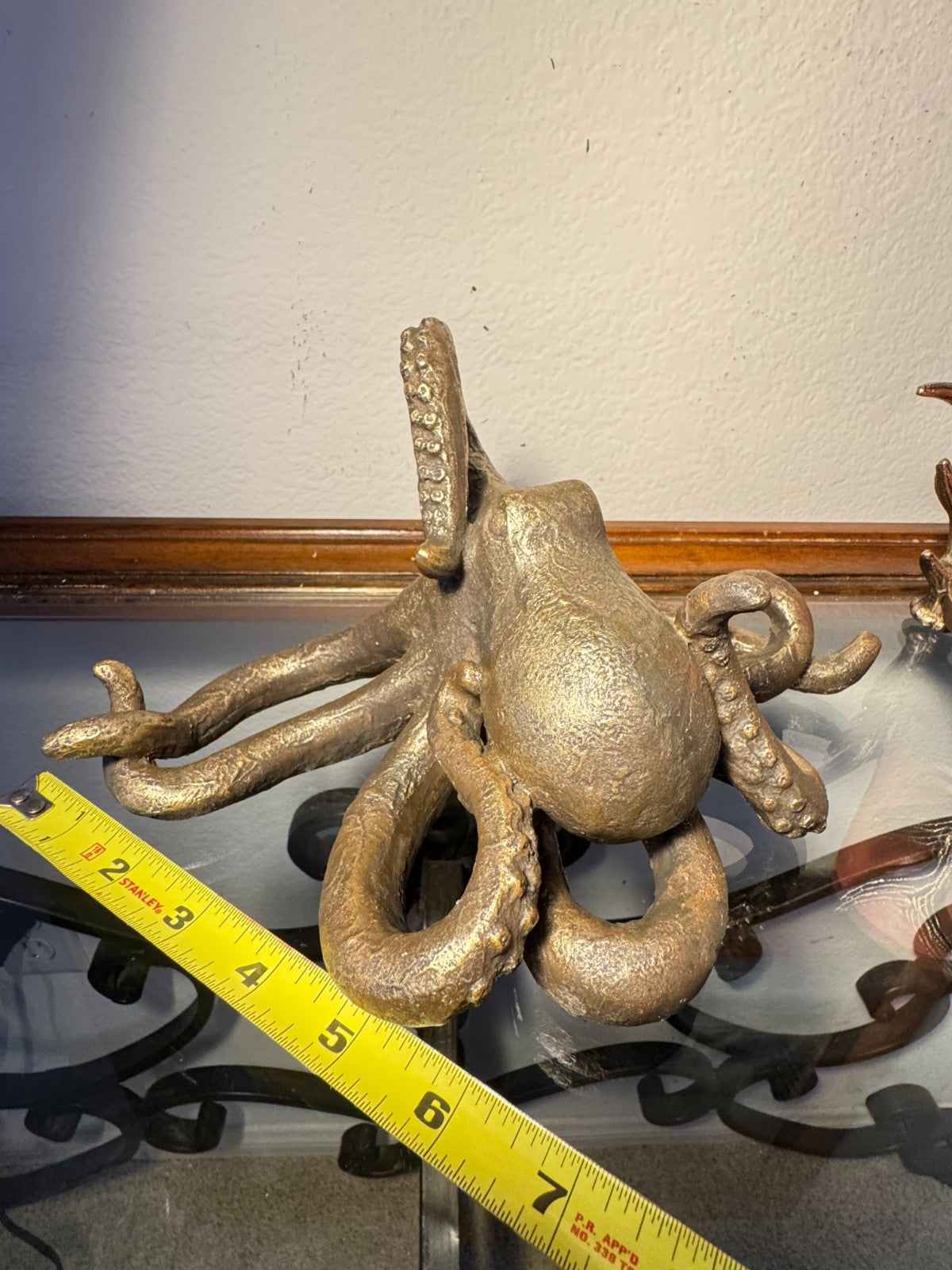Bronze Finish Resin Octopus Figurine – 7” Nautical Coastal Decor Statue