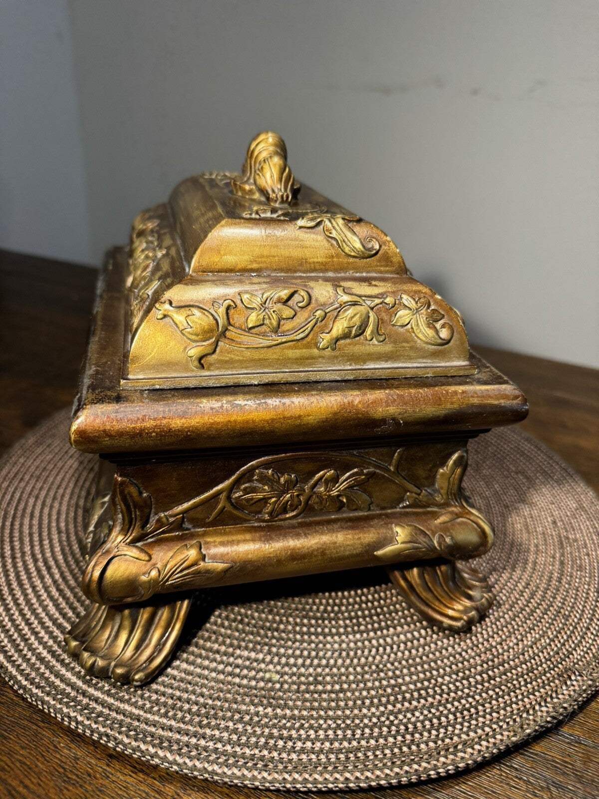 Vintage Handcrafted Jewelry Box Antic Style Design Stone