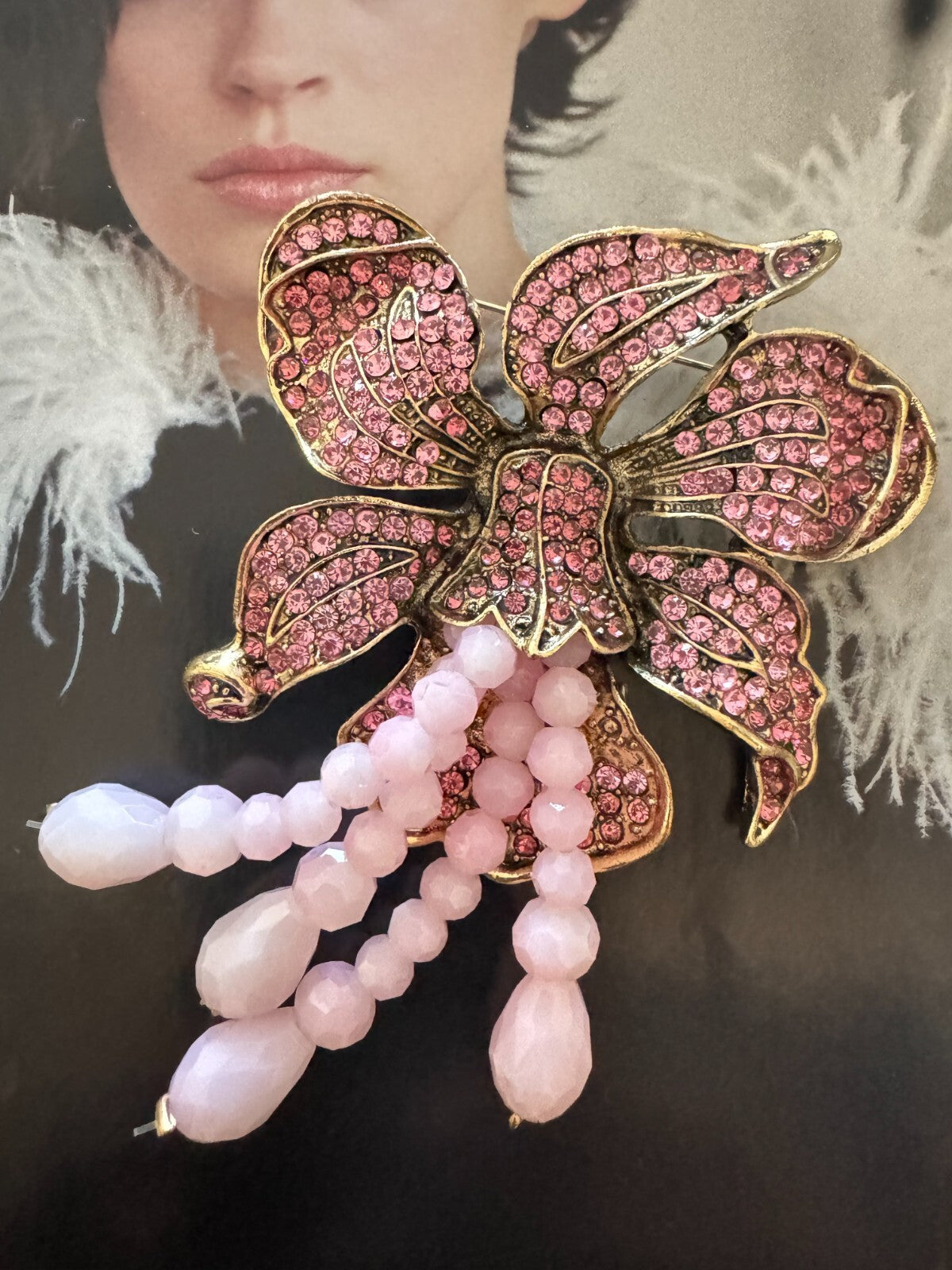 Pink  Orchid Brooch Women Unisex Vintage Pin  Gift Box Free Shipping 2-5 days