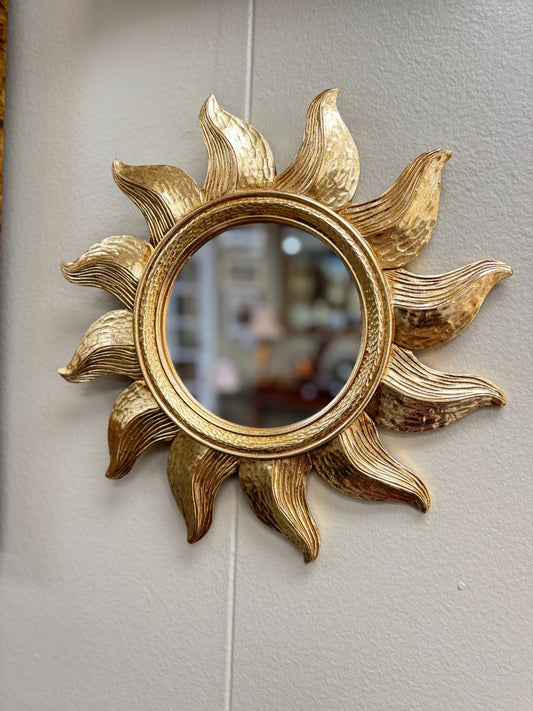 Gold Sunburst Wall Mirror Round Resin Decorative Accent 12” – Brand New