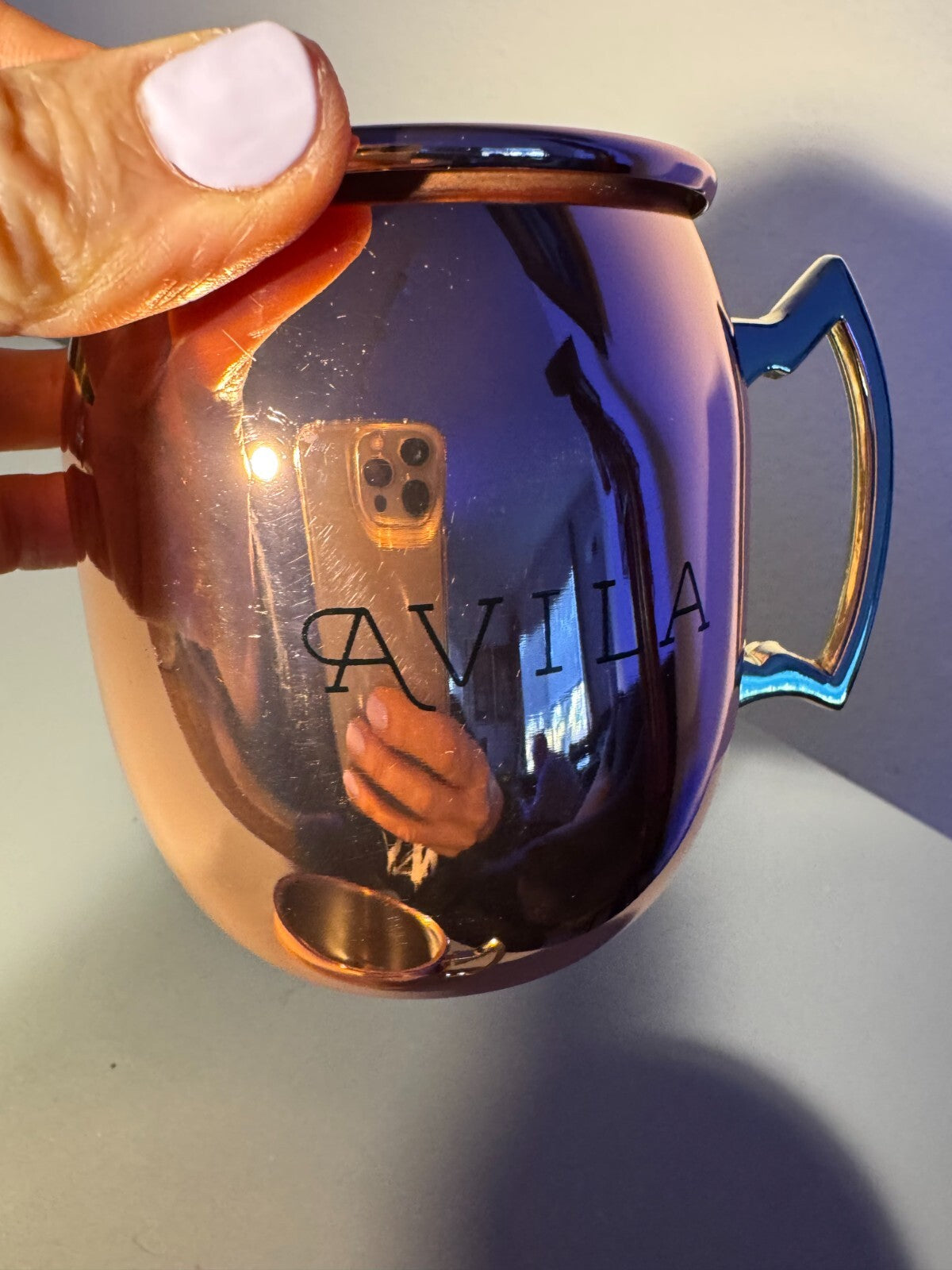 Set of 2 Avila Copper-Plated Moscow Mule Mugs - 16 oz, Stainless Steel Interior