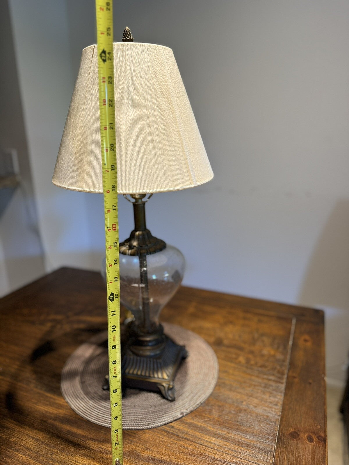 Vintage Mid Century Retro 1970s Murano Style Glass Brass Light Up Base Lamp