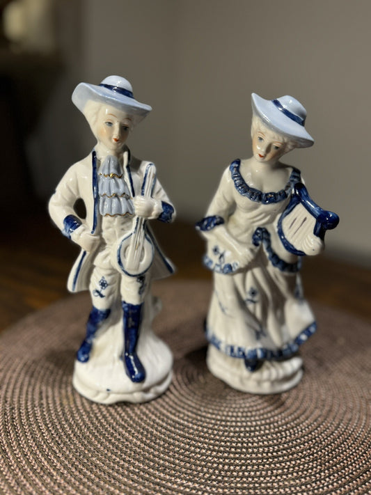 Vintage Victorian Porcelain Musician Couple figurines Handmade Art Home Decor