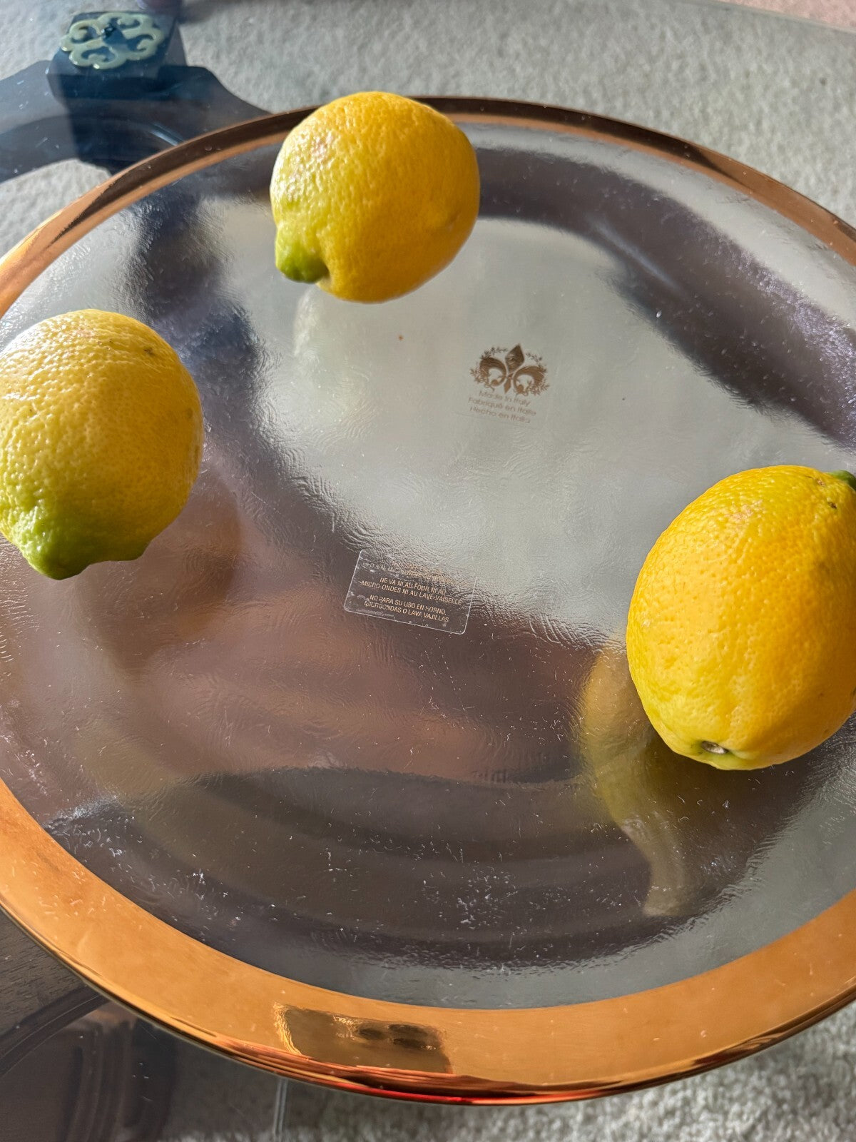 Set of 2 Italian Handcrafted Glass Bowls with Gold Rim – Made in Italy