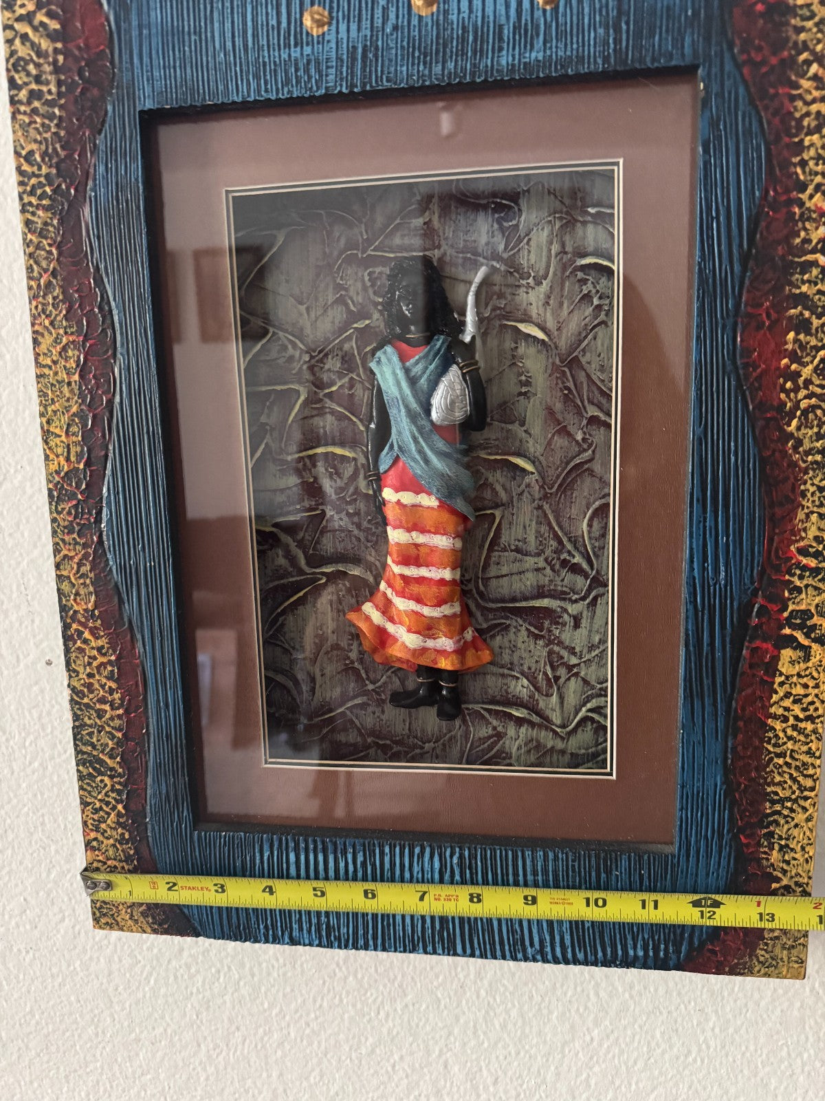 Framed 3D African Wall Art – Woman in Traditional Dress – Mixed Media Shadow Box