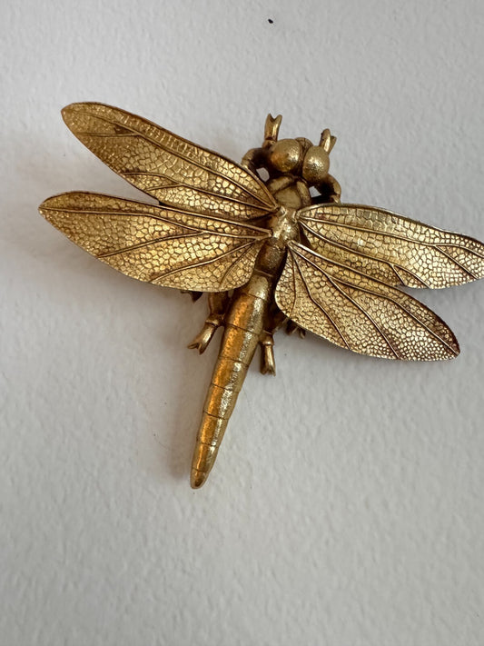 Gold Dragonfly Resin  Wall Figurine Gift Home Decor