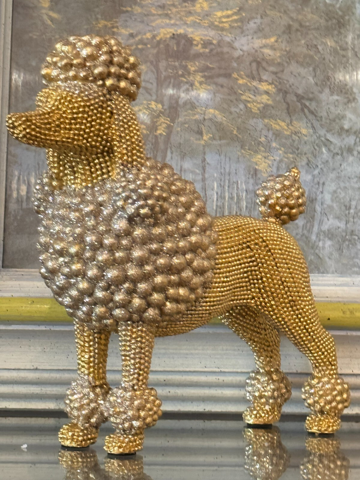 Adorable Poodle Sculpture Resin And Beads, Perfect For Home Decor  And Offices.