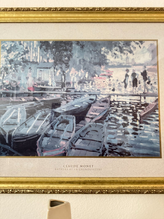 Claude Monet Bathers at La Grenouillère Framed Print – 25”x31” Ornate Gold Frame